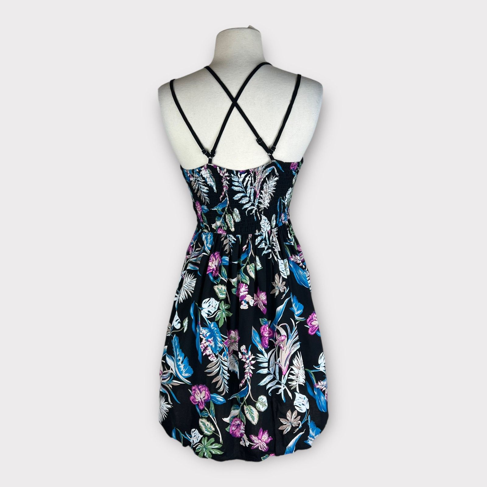 Vintage Xhilaration | Tropical Summer Beach Black Sundress | Small Size S / US 4 / IT 40 - 8 Thumbnail