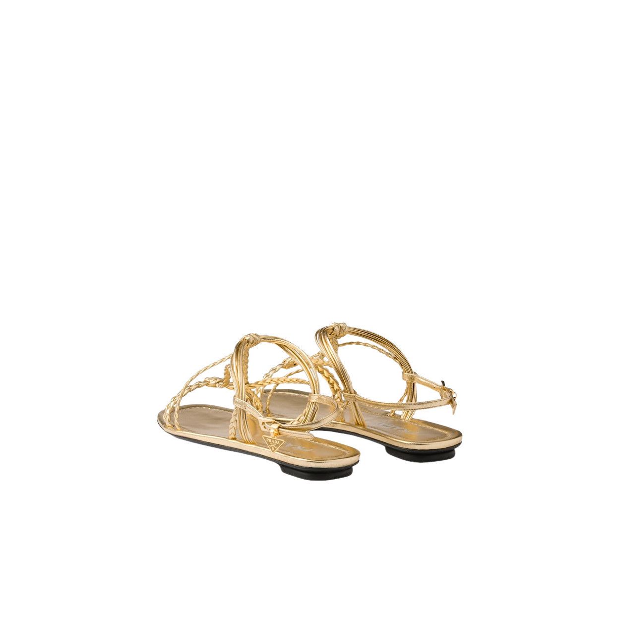 Prada PRADA $1320 Platinum Flat Mordore Nappa Leather Sandals New Size US 10.5 / IT 40.5 - 4 Thumbnail