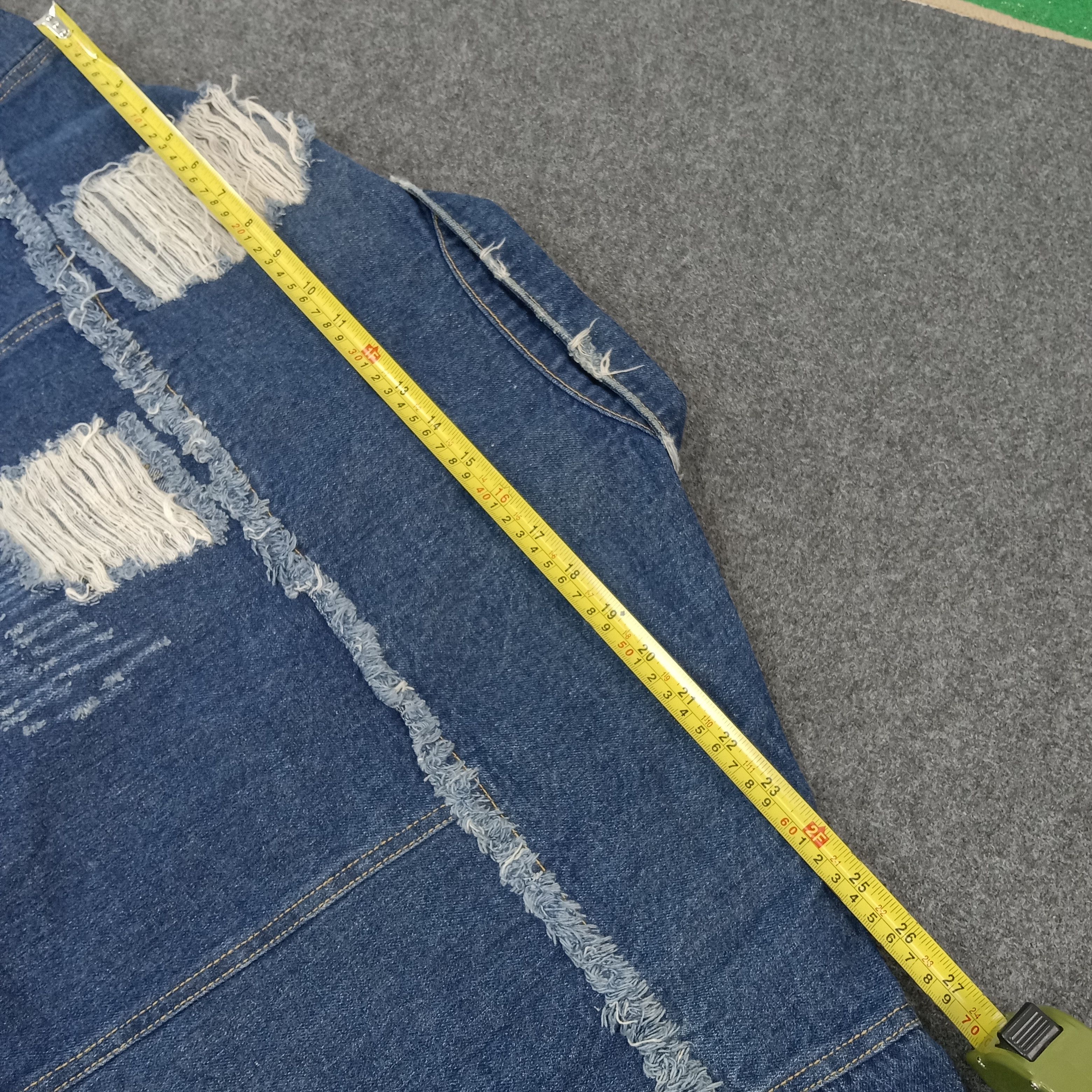 For All To Envy ENVYM Designer Sleeve Raw Hem Ripped Denim Jacket C266N20 Size US L / EU 52-54 / 3 - 7 Thumbnail