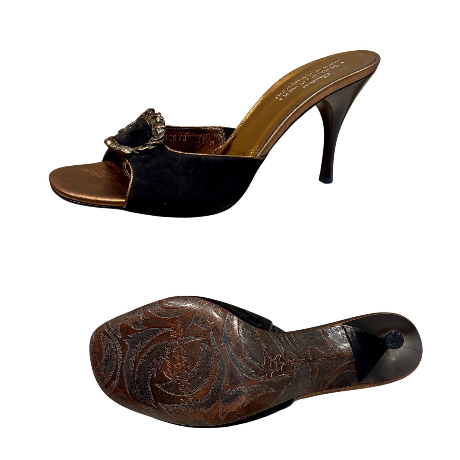 Donald Pliner Donald Pliner Shoe Black Suede Bronze Rhinestones $295 NWT Size US 11 / IT 41 - 5 Thumbnail