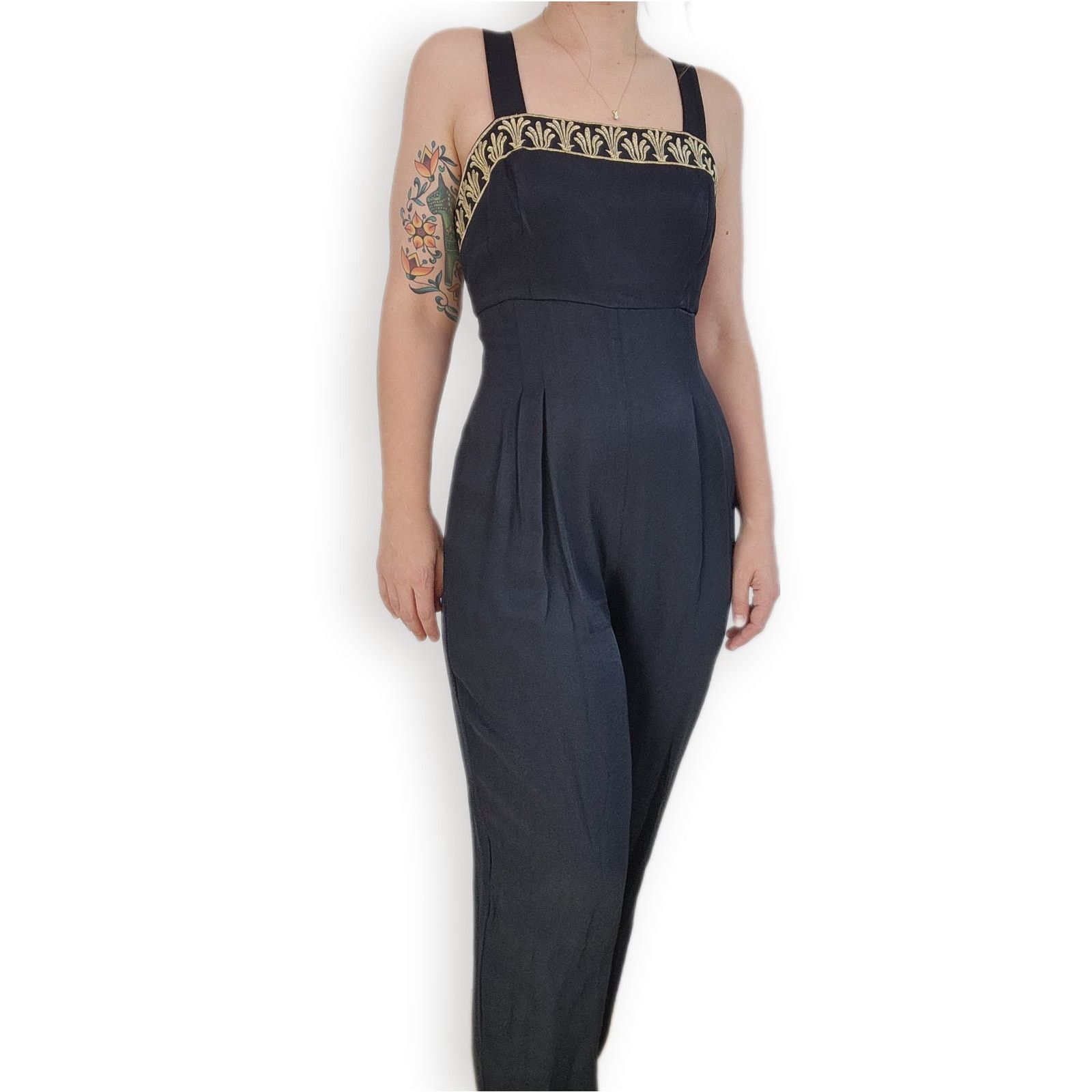 Other Gold Detail Jumpsuit 80s 90s Jessica Howard 10 Large Size 32" / US 10 / IT 46 - 1 Thumbnail