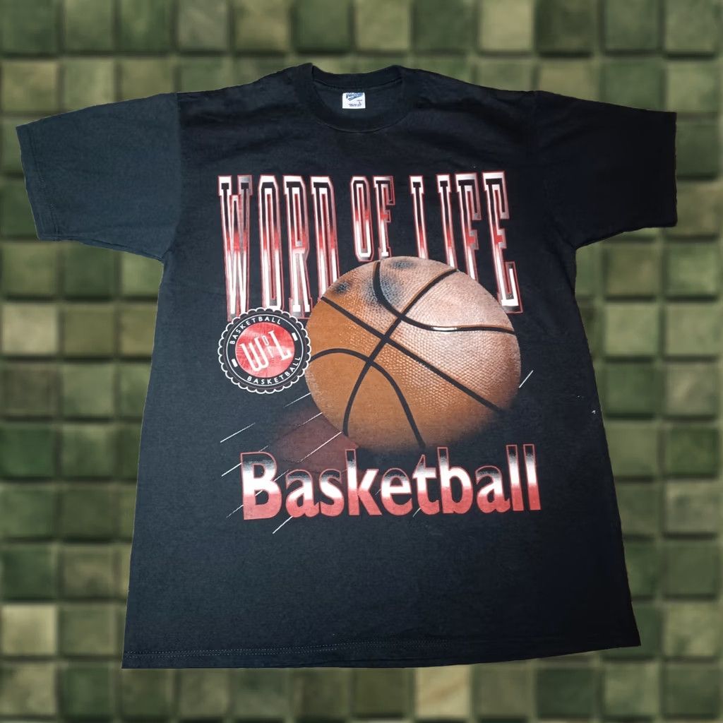 Velva Sheen VINTAGE velva sheen Word Of Life All Over Print AOP Tee Shirt Basketball 90s Large Mens White Short Sleeve Cotton Size US L / EU 52-54 / 3 - 1 Thumbnail