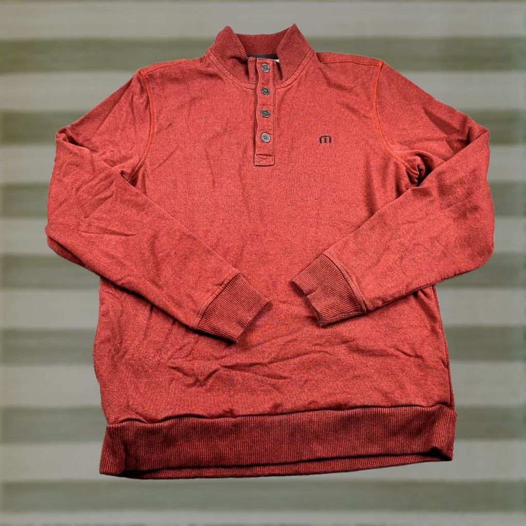 TravisMathew Travis Mathew Sweater Mens M Red Pockets 4 Button Henley Shacket Golf Pullover Casual Travel All Seasons Warmth Size US M / EU 48-50 / 2 - 1 Thumbnail