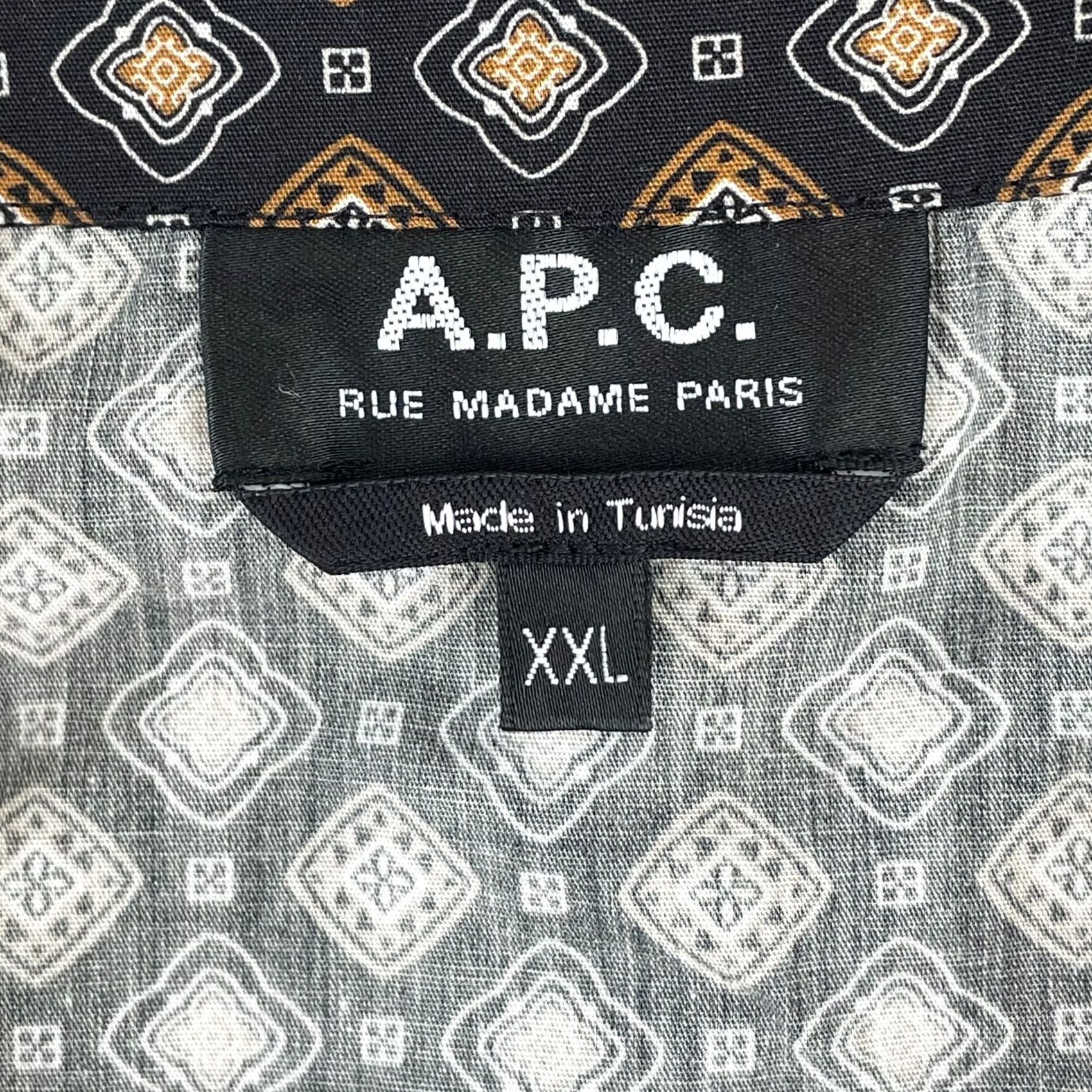 A.P.C. A.P.C. Lloyd Vacation Shirt Men 2XL Black Geometric Camp Loop Collar NWOT - Vintage Size US XXL / EU 58 / 5 - 2 Thumbnail