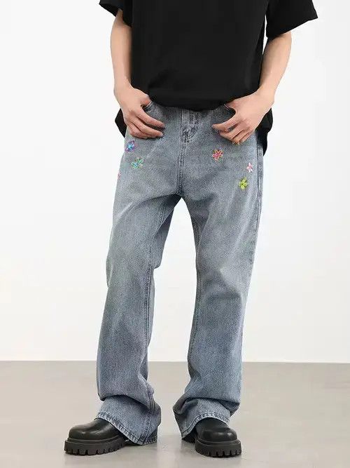Vintage pattern flared hiphop jeans Size US 30 / EU 46 - 1 Thumbnail