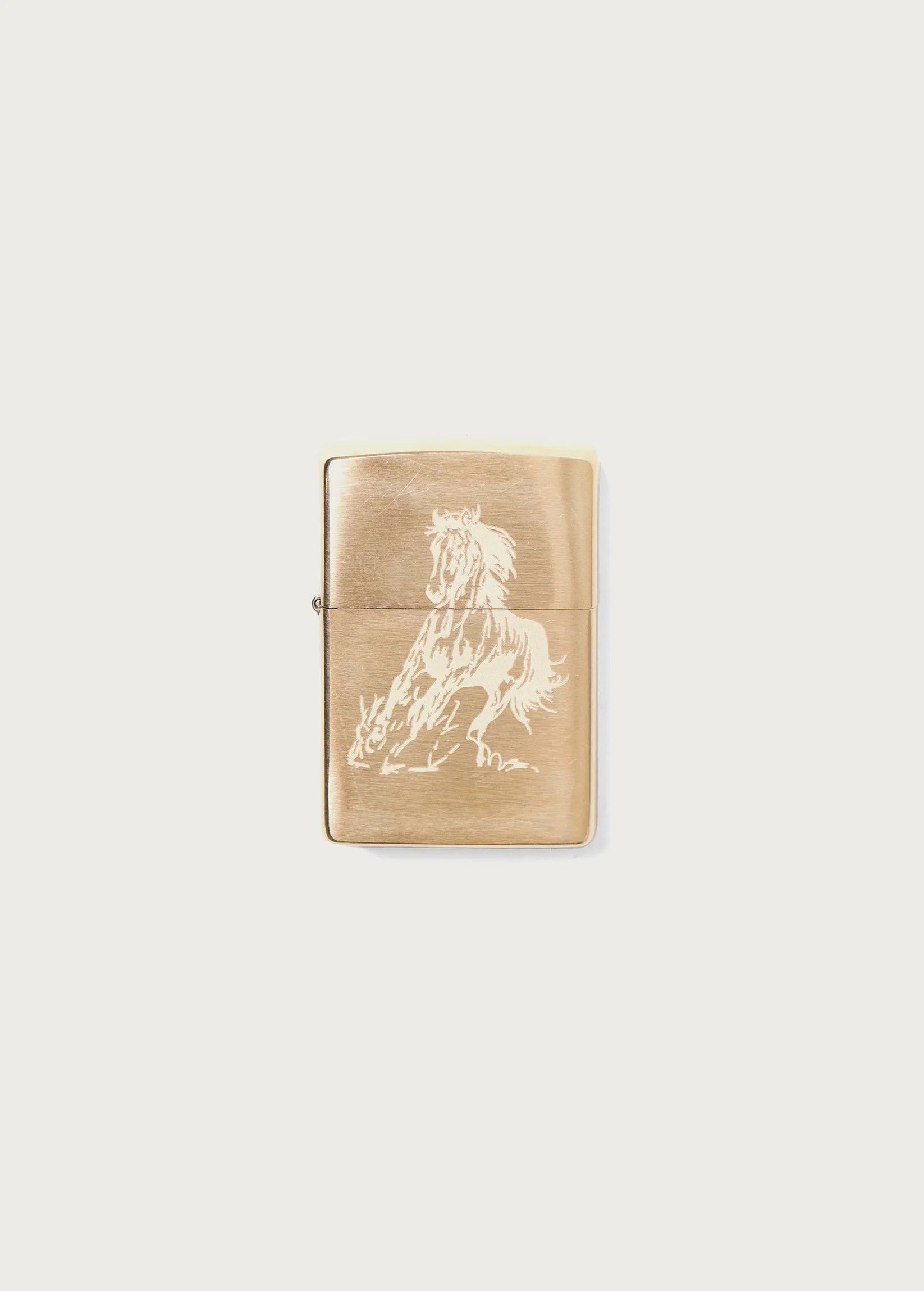 image of Matt Mccormick Running Horse Zippo Lighter in Gold, Men's