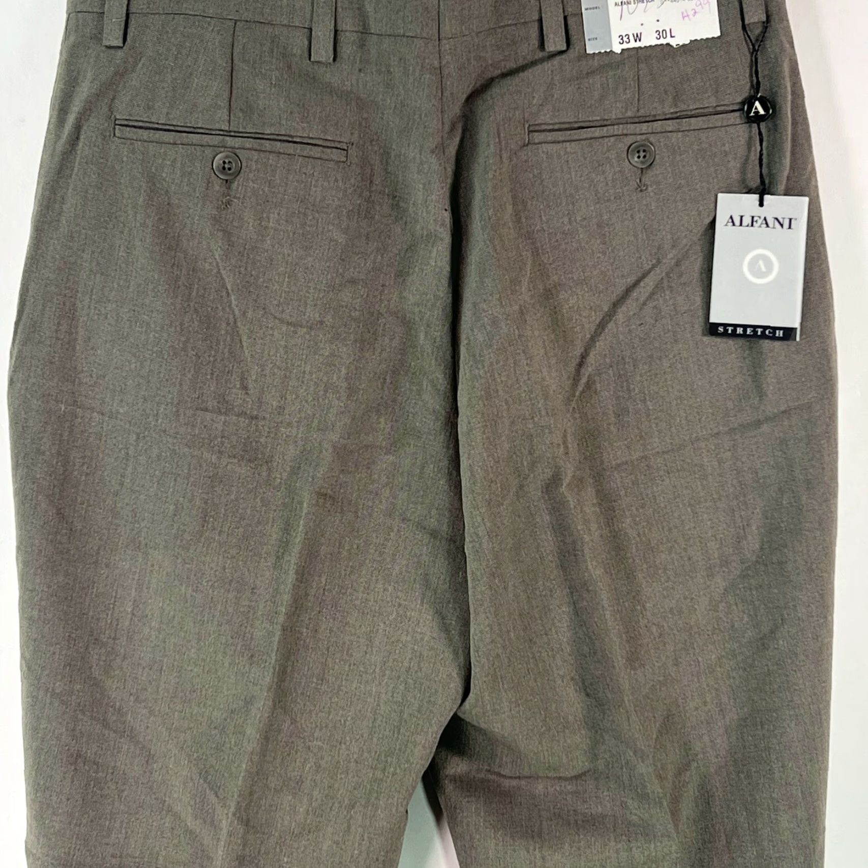 Alfani Alfani Mens Flat Front Straight Leg Stretch Casual Brown Dress Pants 33X30 Size US 33 - 4 Thumbnail