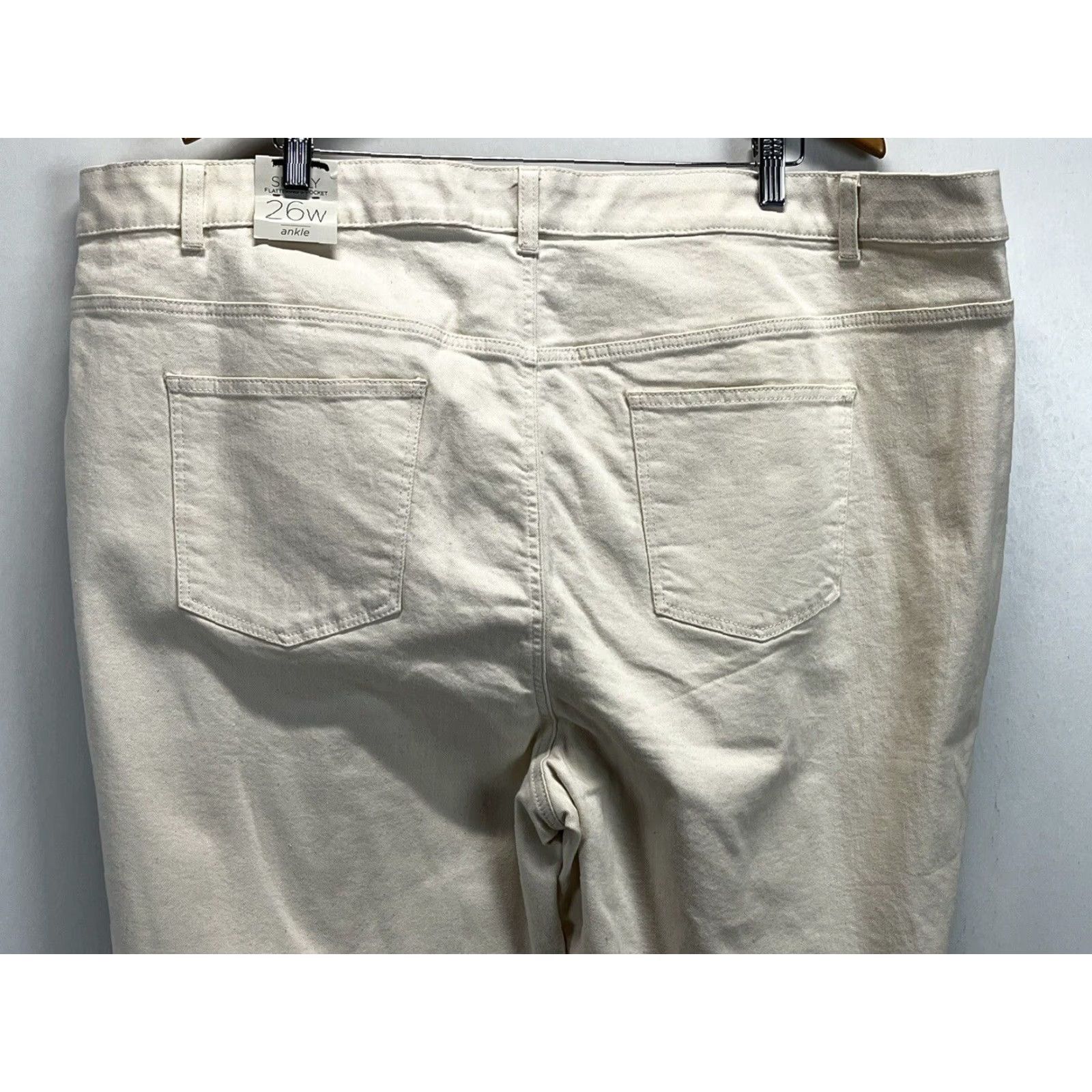 Talbots Talbots Simply Flattering Womens Plus Size Ankle Jeans 26W Crop Denim Ecru/Cream Size 26" / US 2 / IT 38 - 4 Thumbnail