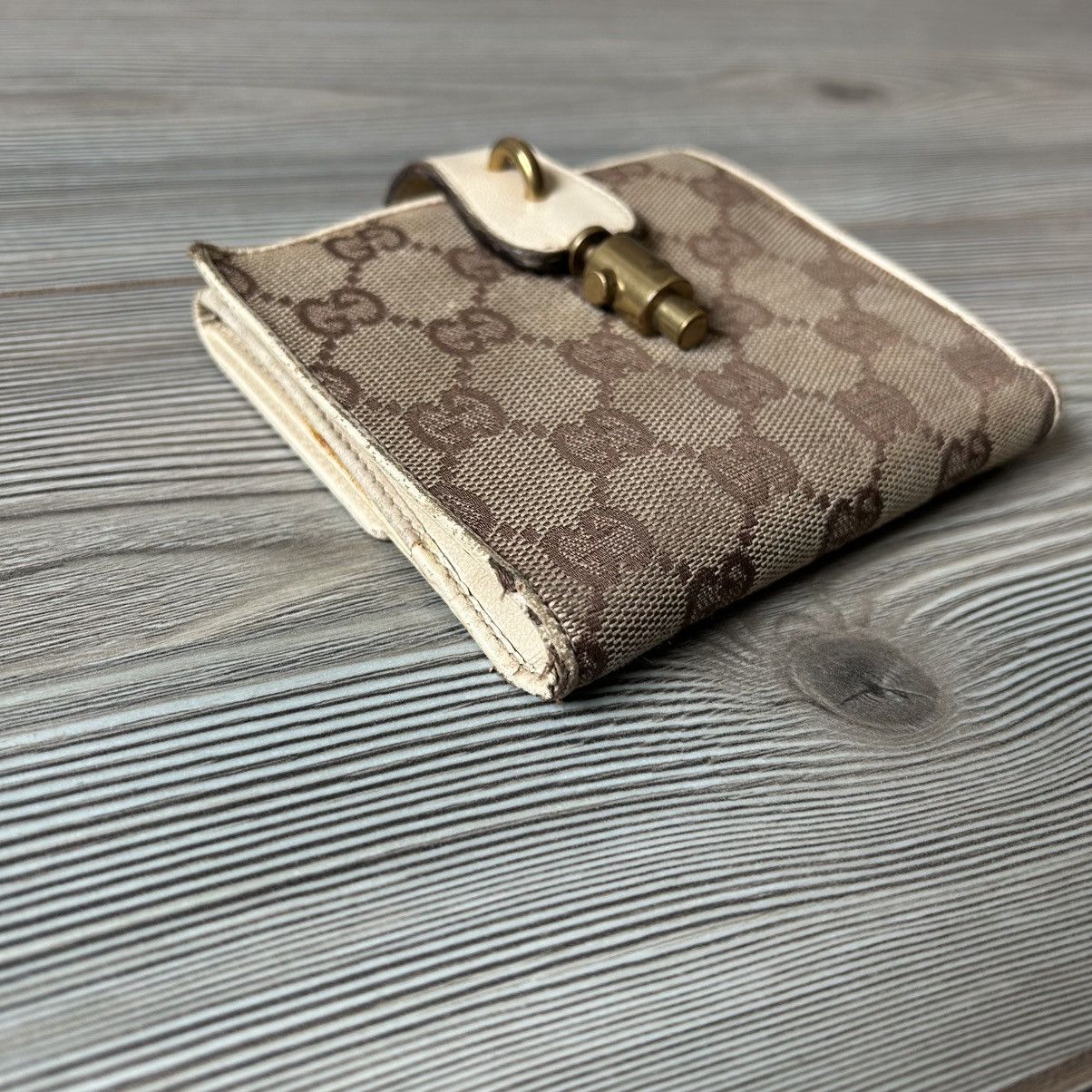 Gucci GUCCI GG BROWN WHITE CANVAS X LEATHER COMPACT WALLET Size ONE SIZE - 4 Thumbnail