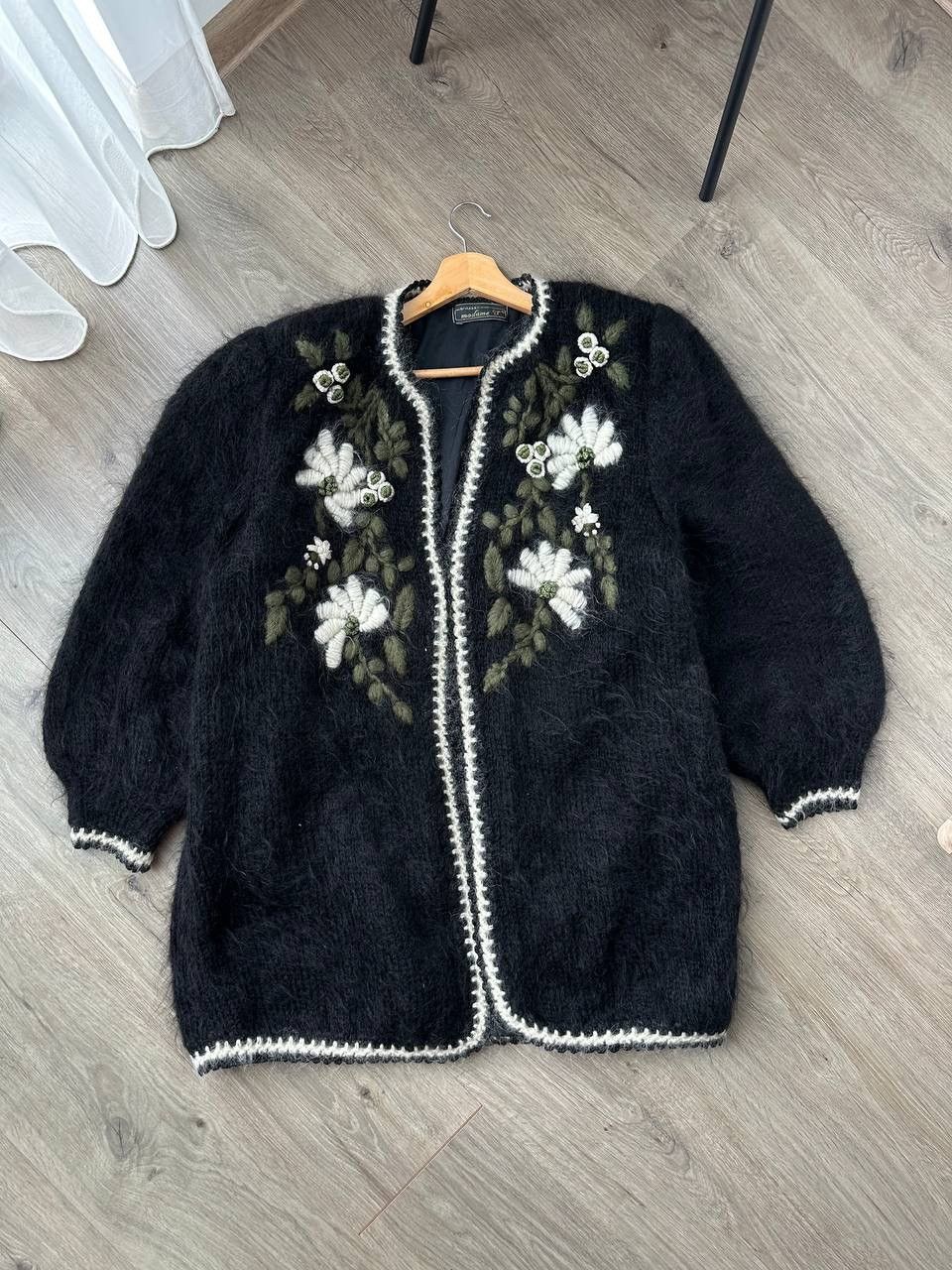 If Six Was Nine Vintage Styled By Madame Cardigan Wool Mohair Black Jacket Size US XL / EU 56 / 4 - 1 Thumbnail