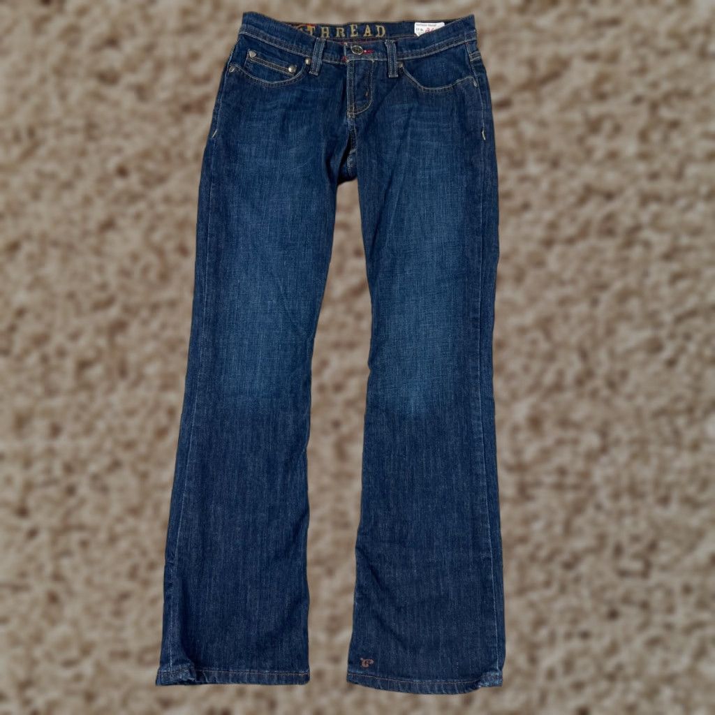 Vintage Southern Thread Jeans Women 27 Blue Denim Bootcut 5-Pocket Embroidered Rhinestone Dark Wash Stretch Jeans Womens Size 27" / US 4 / IT 40 - 1 Thumbnail