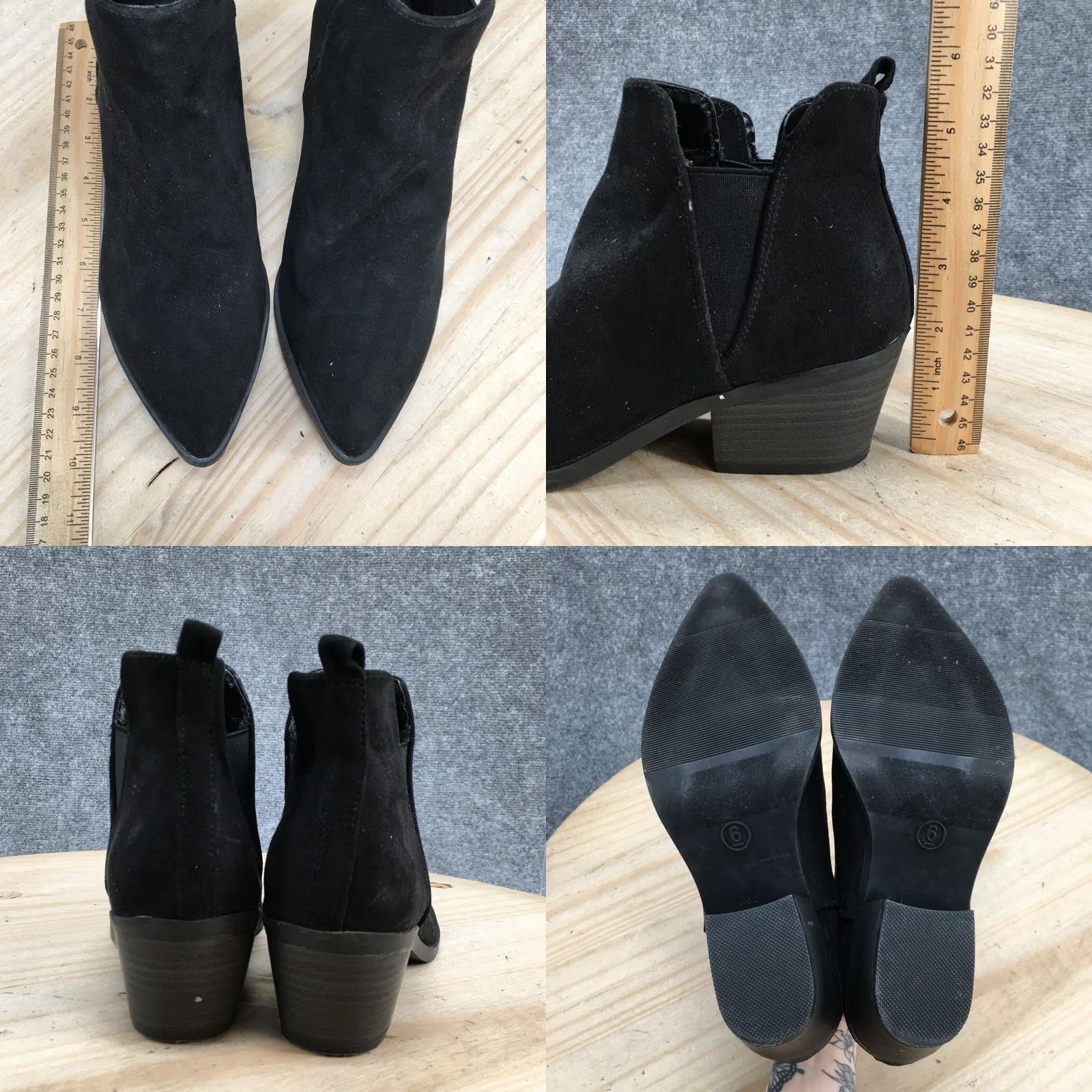Vintage Universal Thread Boots Womens 6 Sylvie Ankle Bootie Black Pull On Pointed Toe Size US 6 / IT 36 - 8 Thumbnail