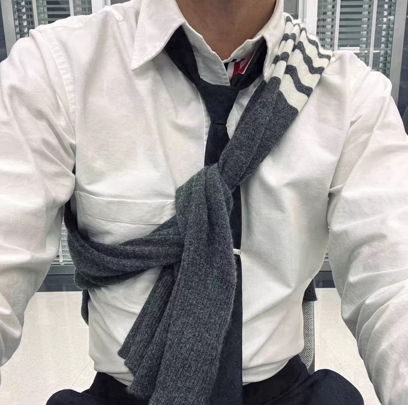 Thom Browne Thom Browne Men's TriColor Placket Poplin Shirt Size 2 Size US M / EU 48-50 / 2 - 7 Thumbnail