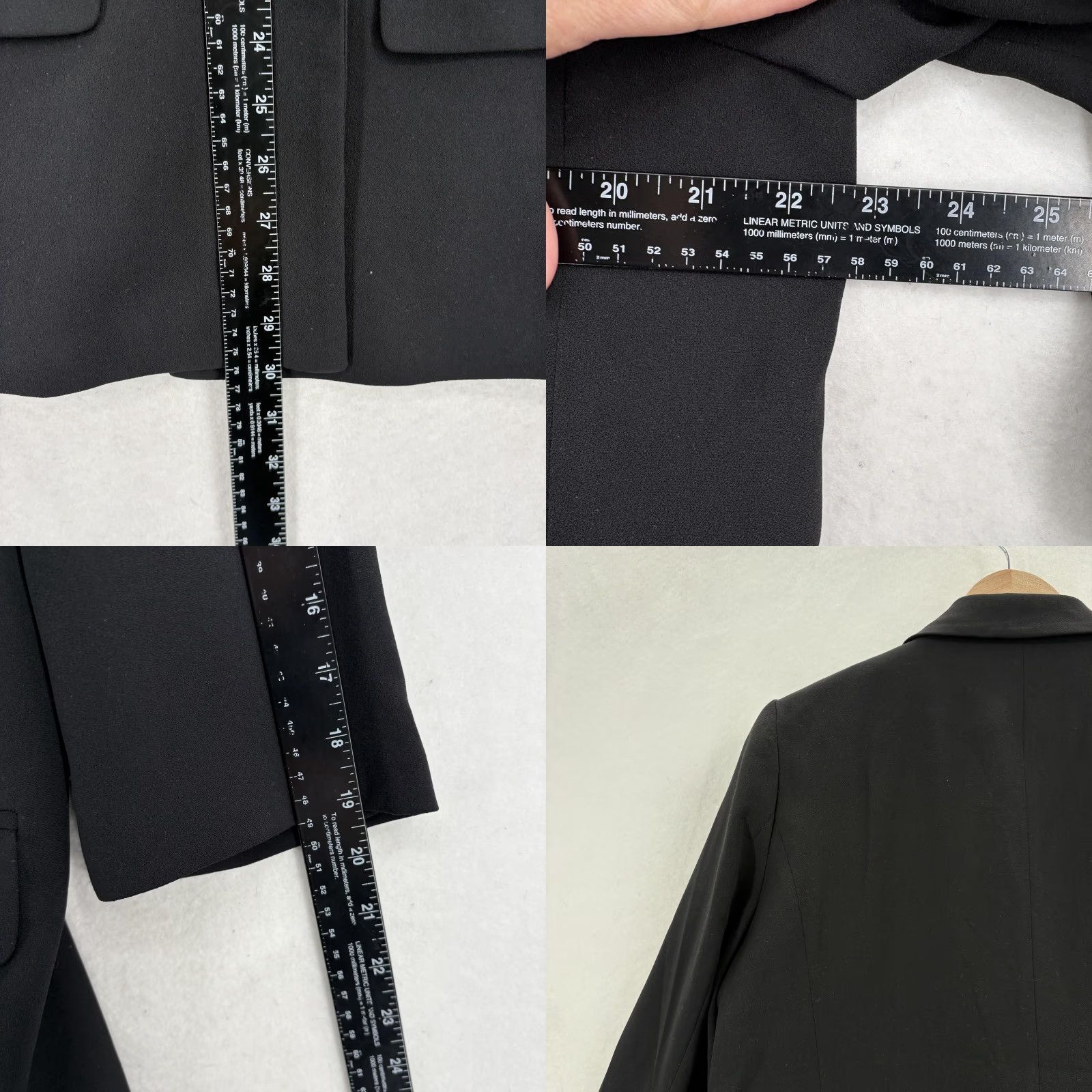 Loft LOFT Blazer 14 Black Crepe 3/4 Sleeve Open Front Work Jacket Womens NWT Size XL / US 12-14 / IT 48-50 - 8 Thumbnail