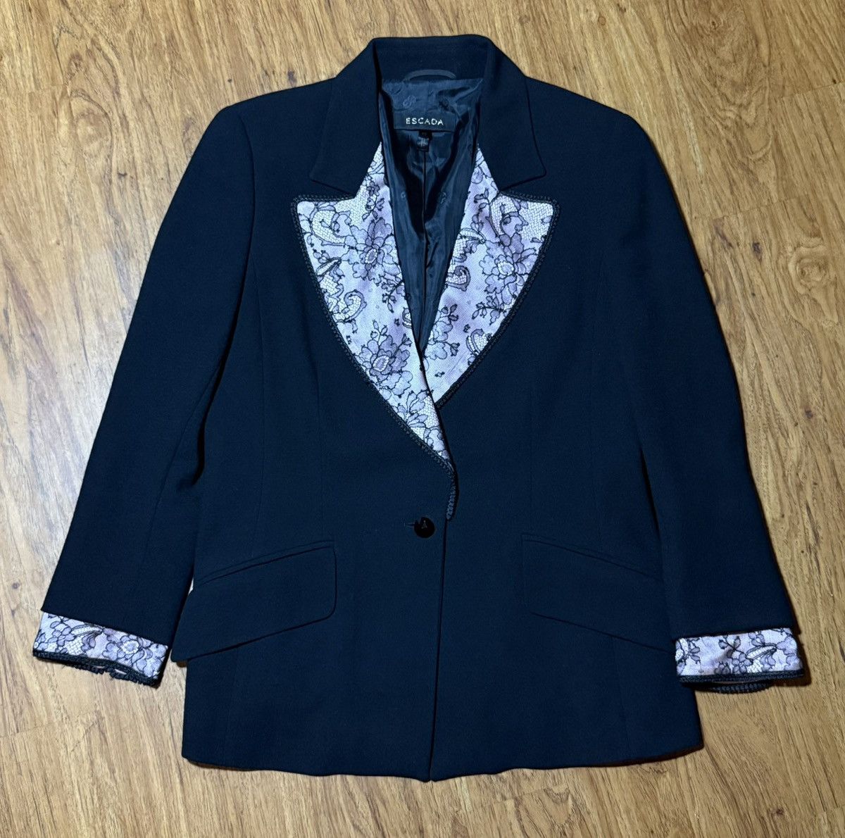 Escada Vintage ESCADA Blazer Jacket Wool Black Lingerie 40 Size M / US 6-8 / IT 42-44 - 1 Thumbnail