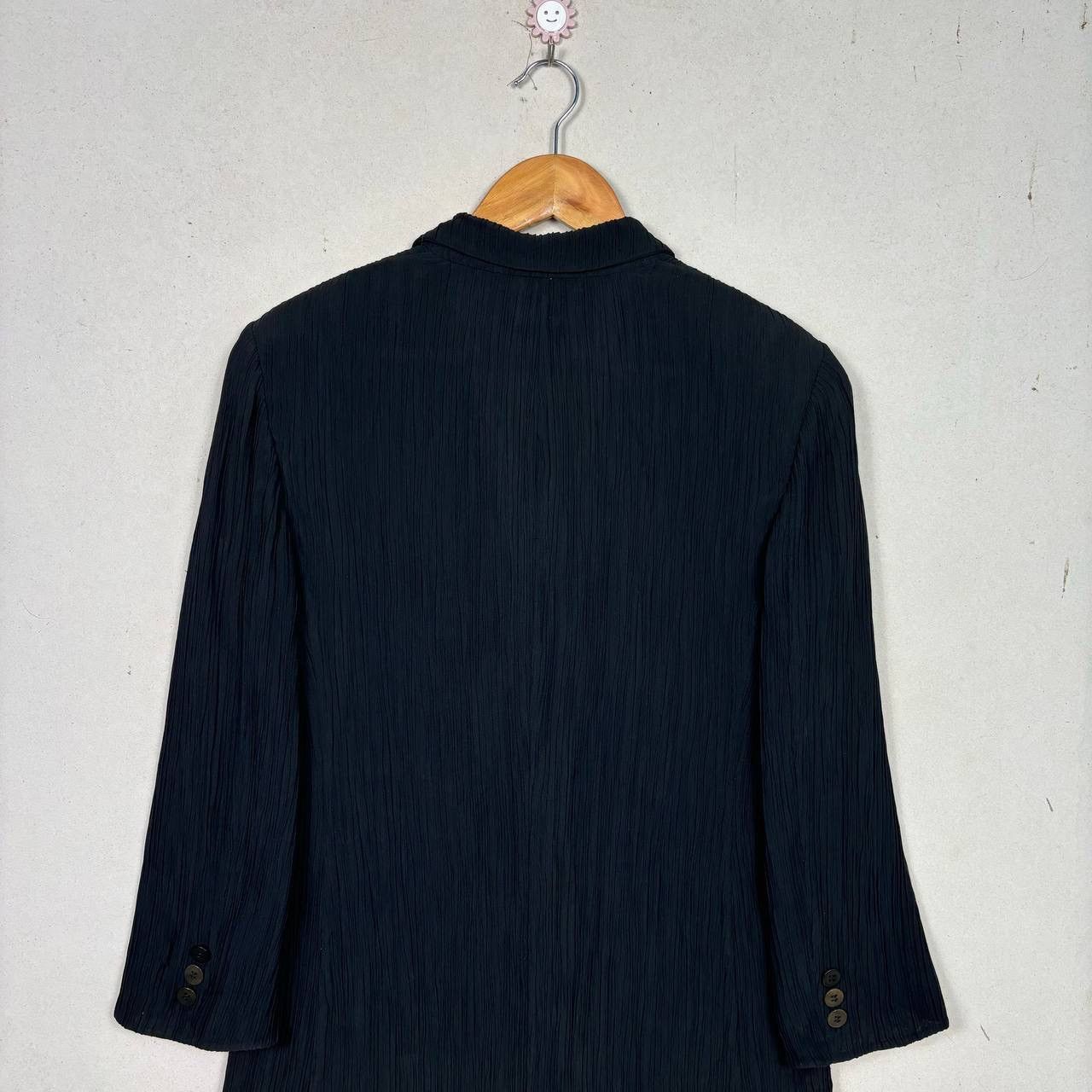 Giorgio Armani Giorgio Armani Milano Black Plisse Single Button Jacket Size M / US 6-8 / IT 42-44 - 4 Thumbnail