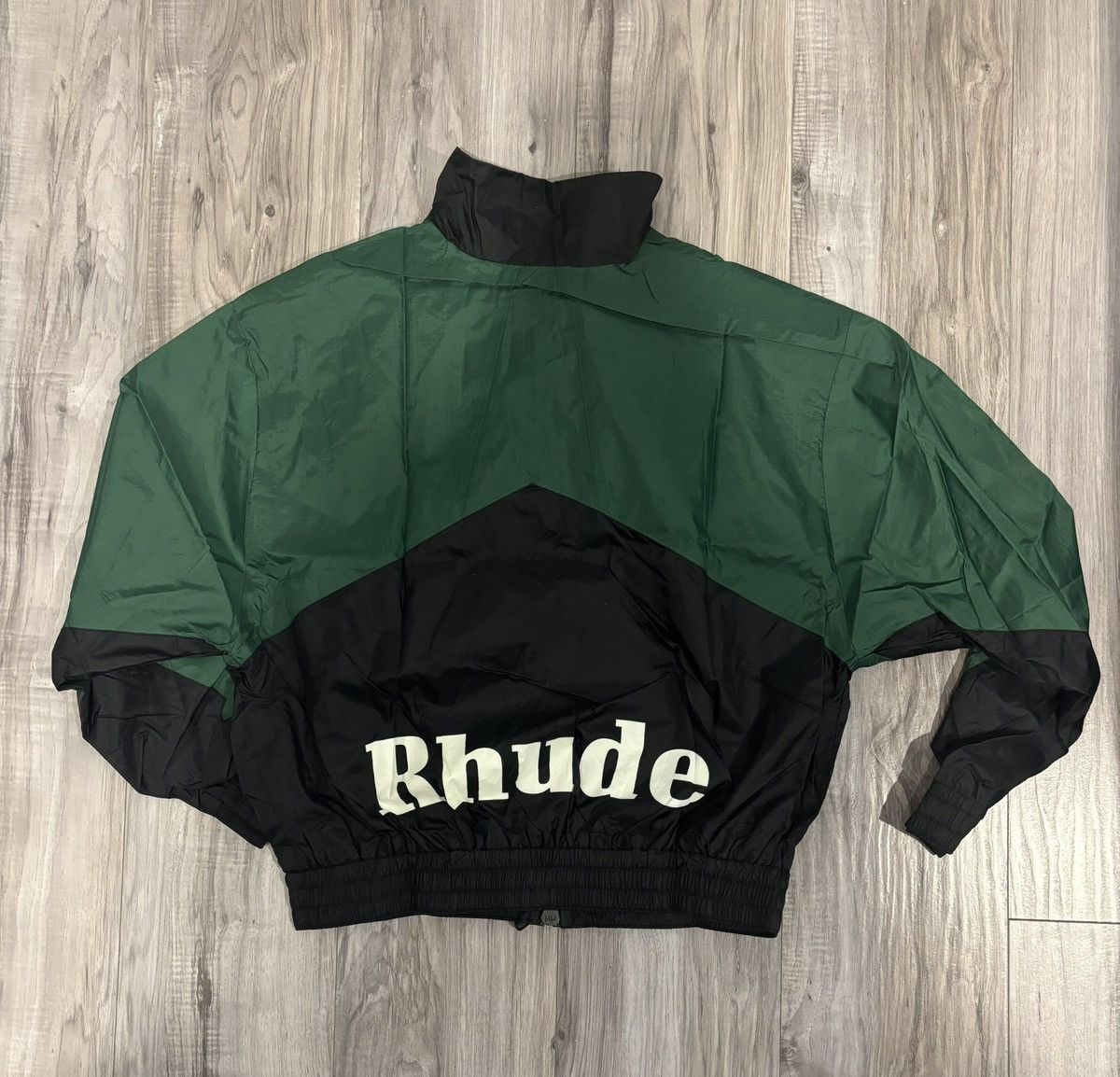 Rhude Rhude Green Black Logo Windbreaker Track Jacket Size US S / EU 44-46 / 1 - 1 Thumbnail