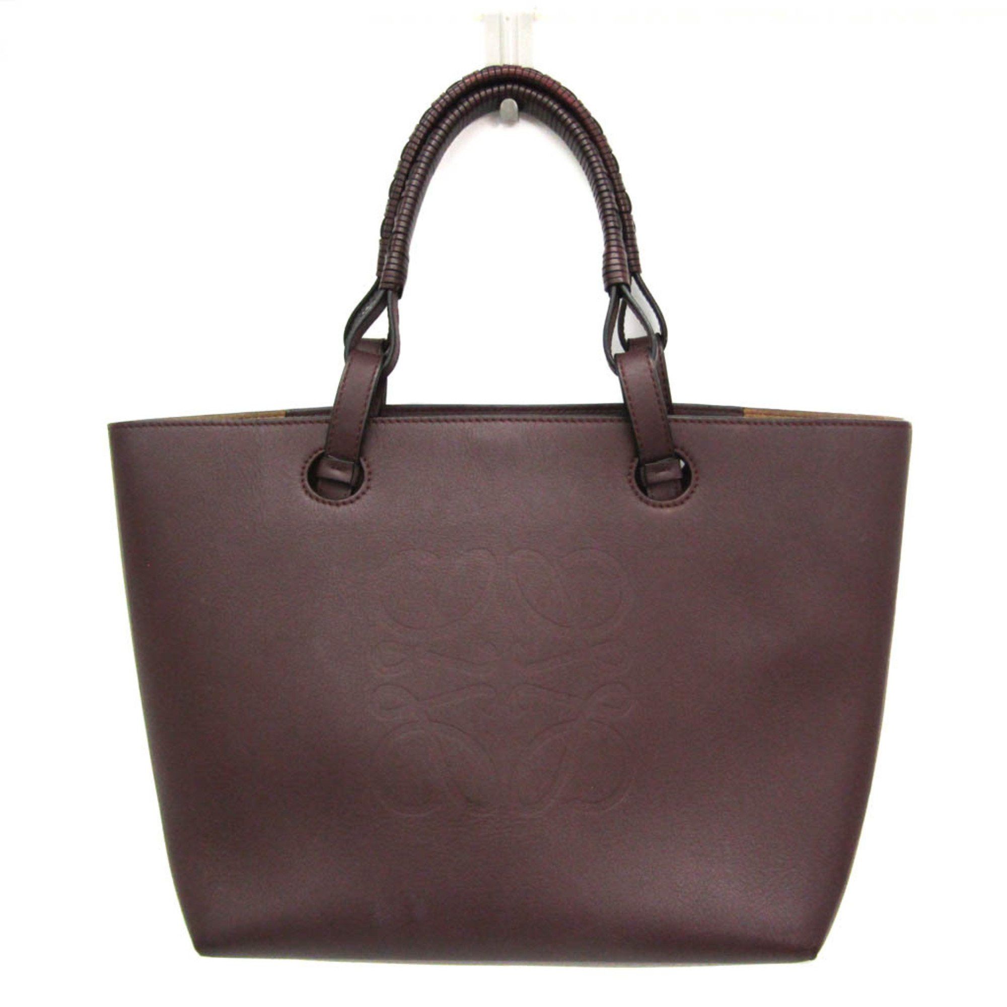 Loewe Anagram A717S72X02 Women's Leather HandbagTote Bag Wine