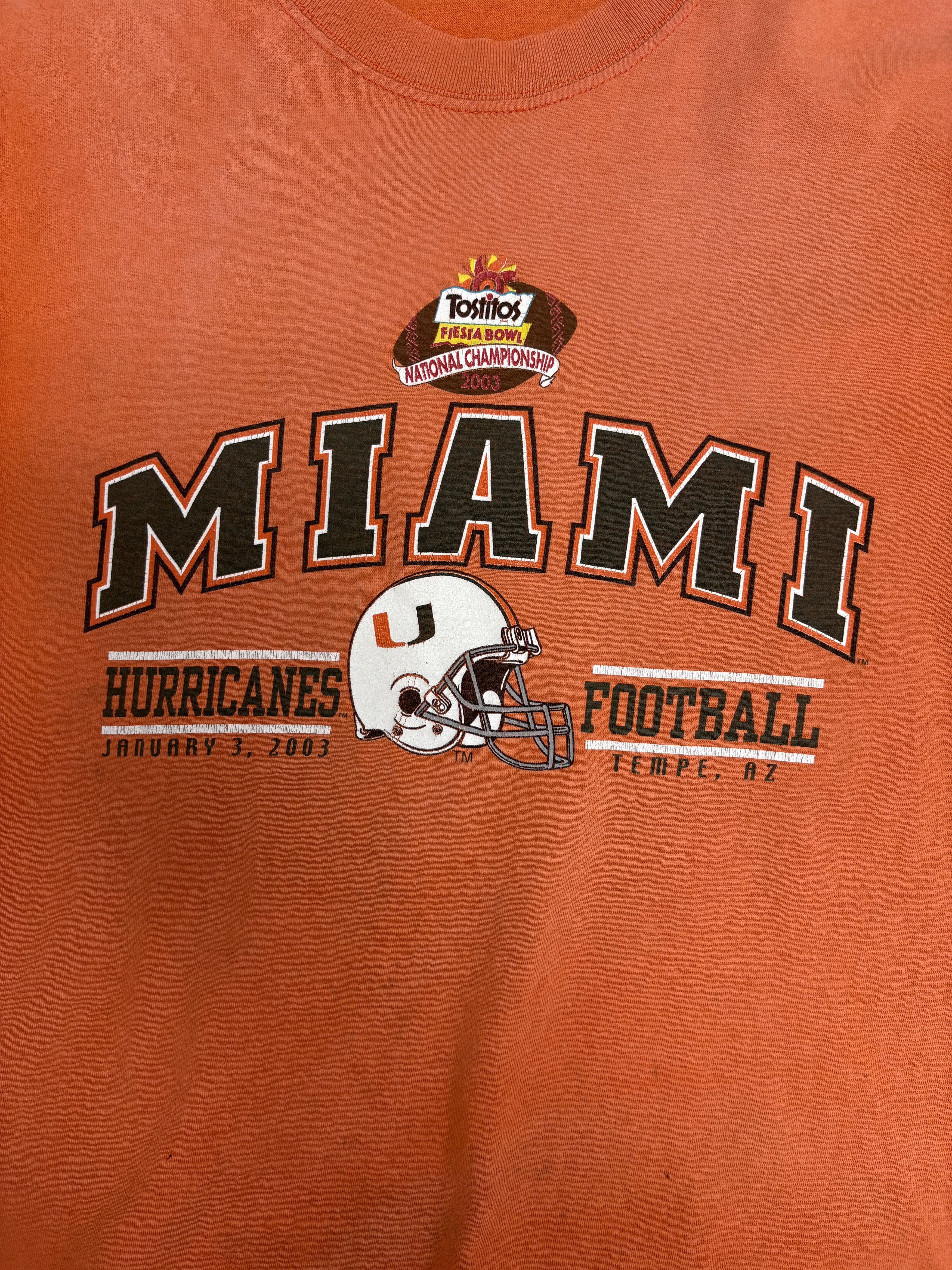 Vintage Miami Hurricanes Fiesta Bowl 2003 Vintage Orange T-Shirt Tee Size US L / EU 52-54 / 3 - 2 Thumbnail