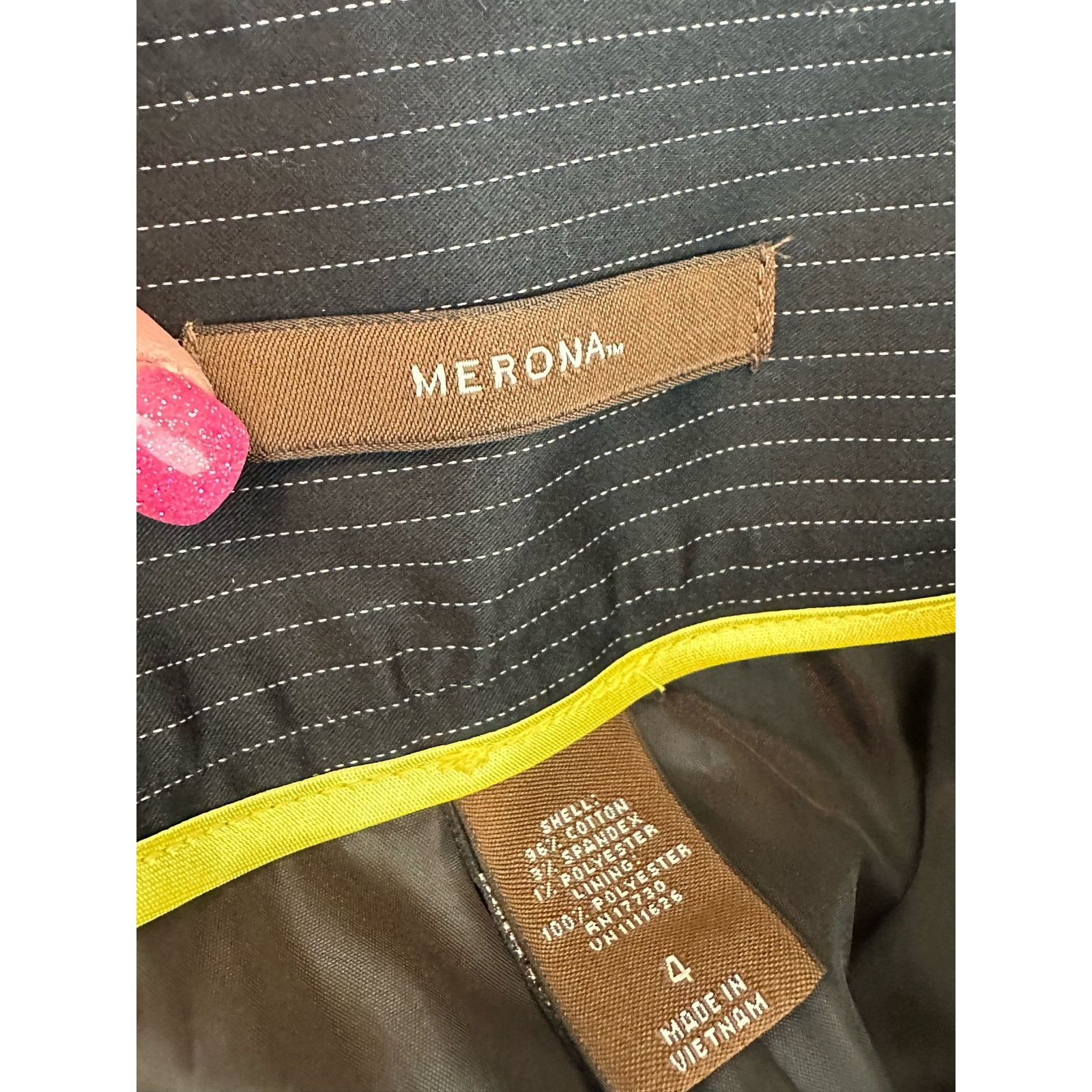Merona Merona black striped knee length skirt size 4 Size 32" / US 10 / IT 46 - 3 Thumbnail