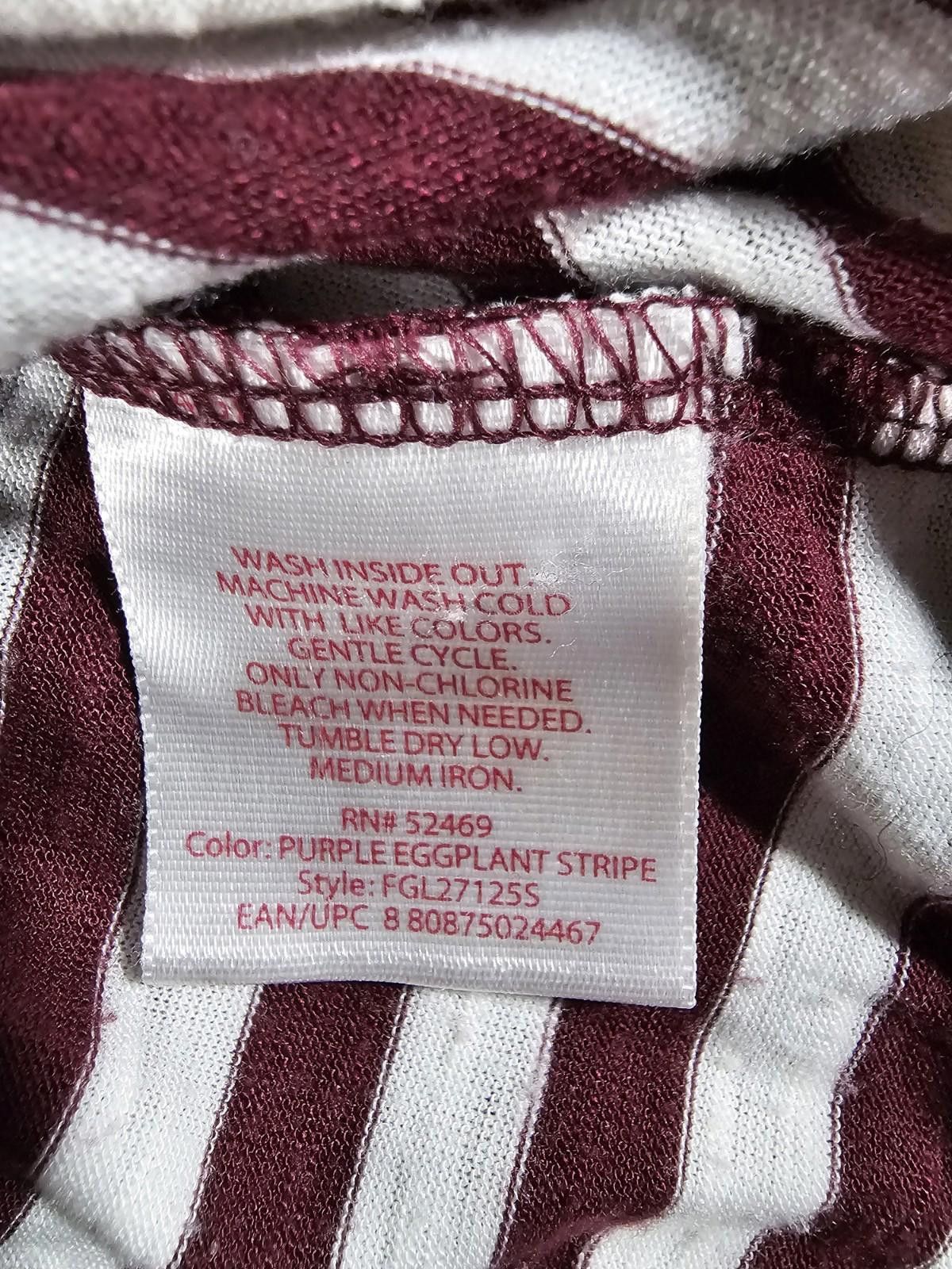 Faded Glory Faded Glory S4-6 Purple Eggplant White Striped Sleeveless Size S / US 4 / IT 40 - 5 Thumbnail