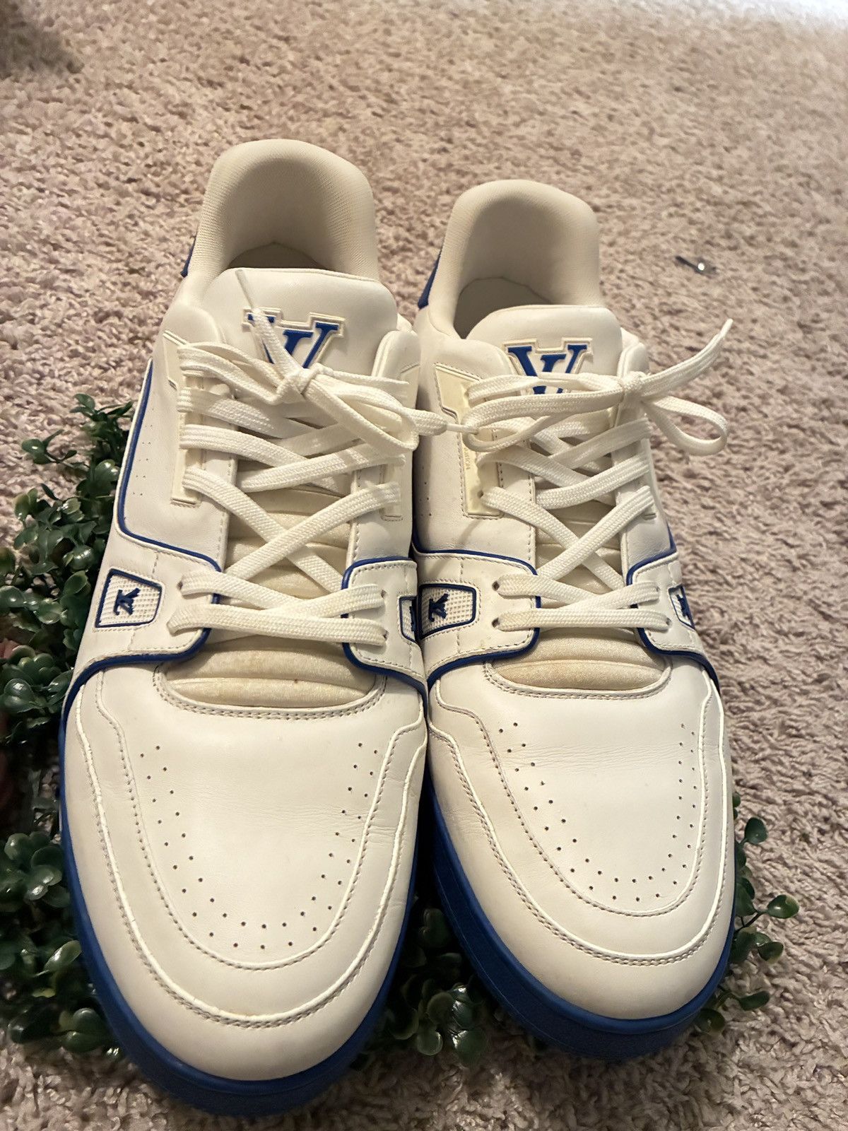 Louis Vuitton 2021 Louis Vuitton Trainer Low 'Signature - White Blue' Size US 13 / EU 46 - 7 Thumbnail