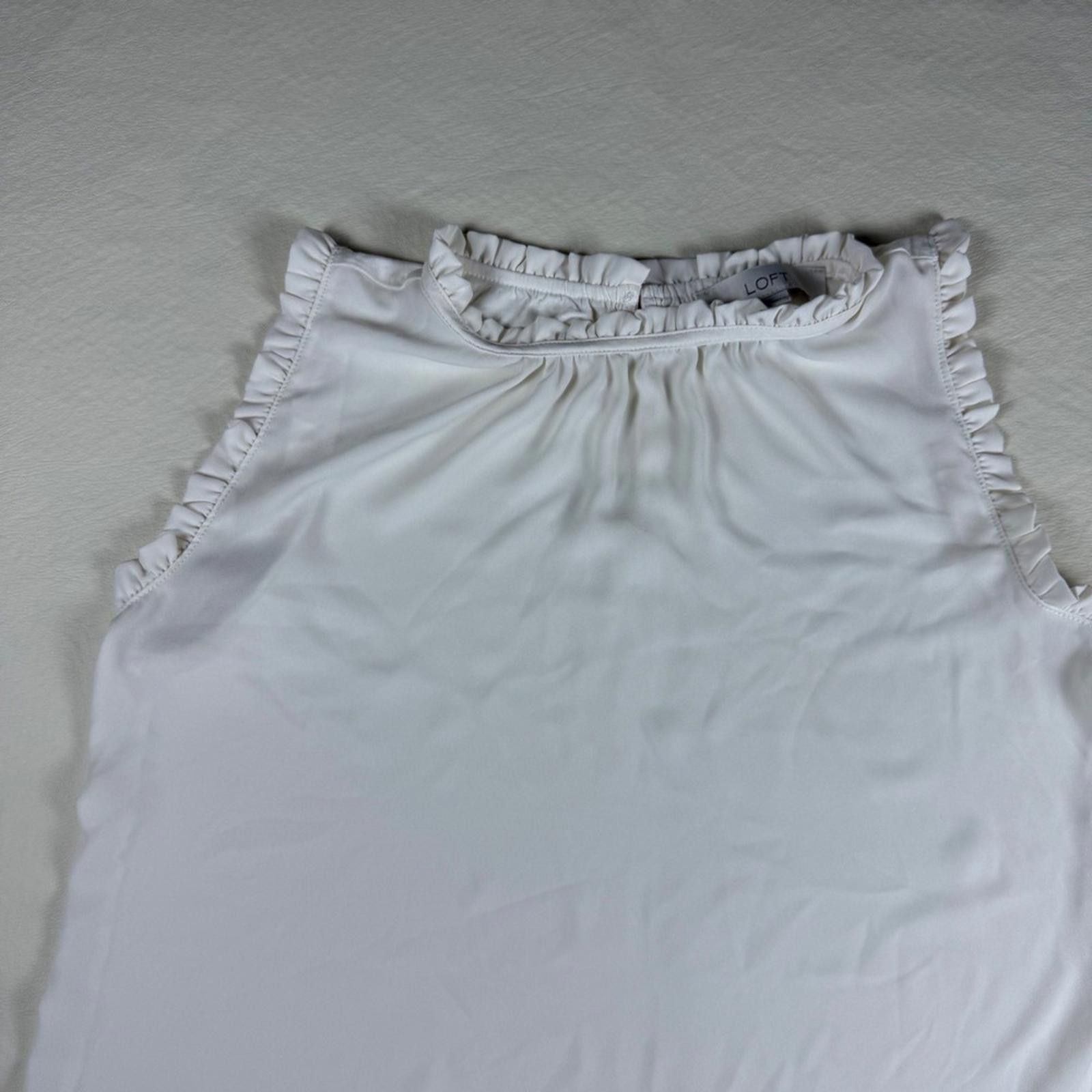 Other Loft Womens White Ruffle High Neck Sleeveless Blouse S Size S / US 4 / IT 40 - 2 Thumbnail