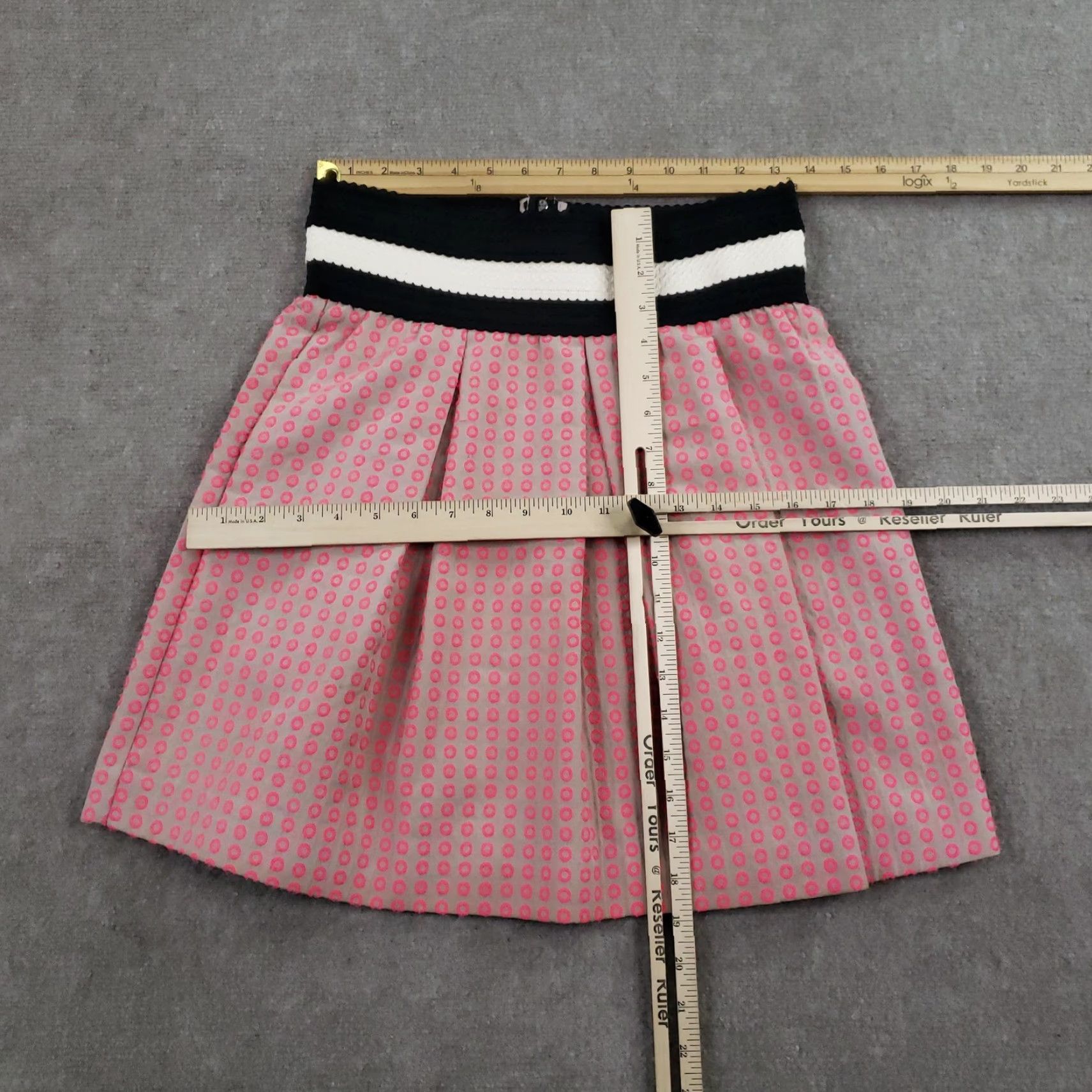 Vintage Maeve Skirt Womens Small Pink Dot Pleated A Line Mini Pockets Anthropologie Size 28" / US 6 / IT 42 - 2 Thumbnail