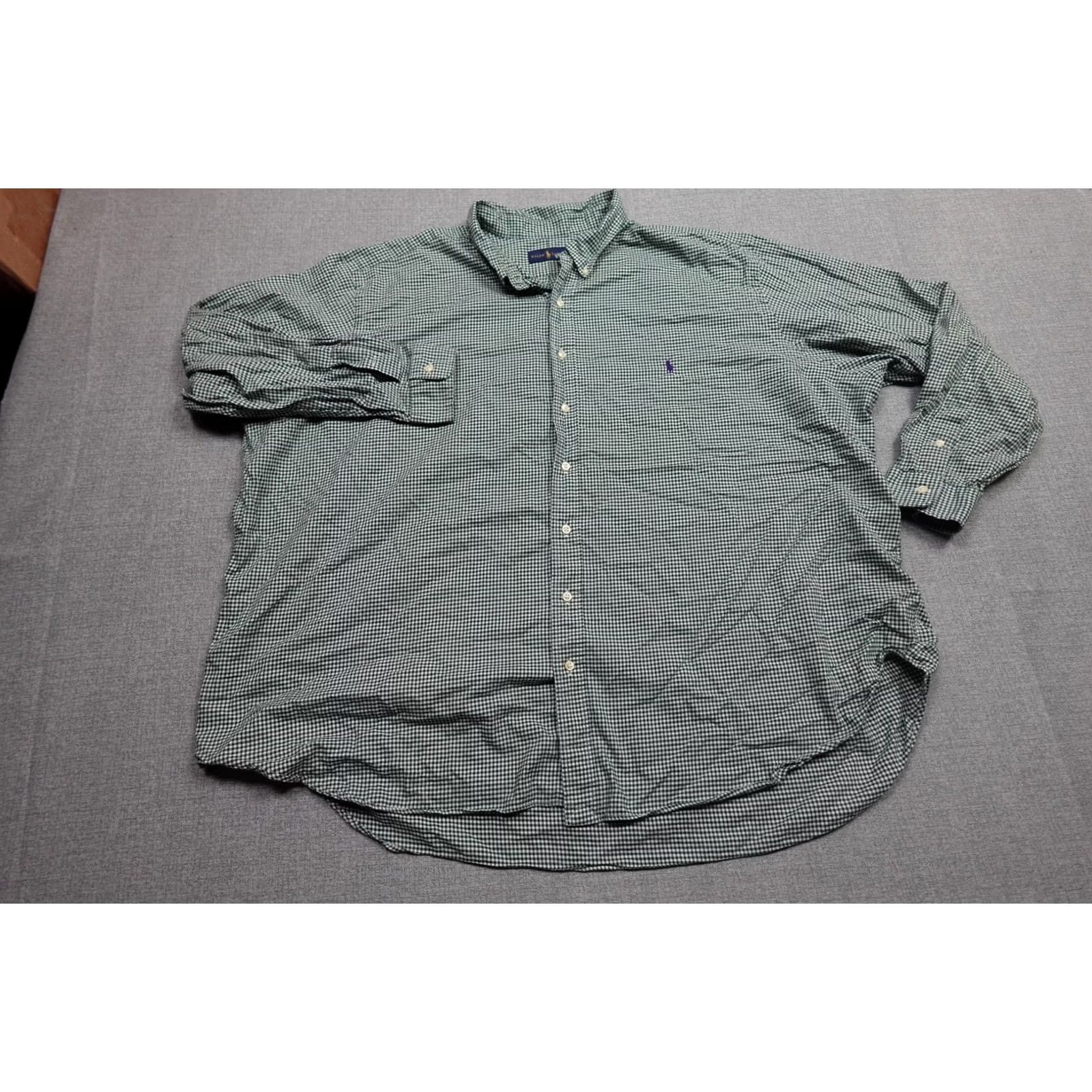 Ralph Lauren Ralph Lauren Dress Shirt Mens Big 4X Green Check Long Sleeve Button-Down Collared Shirt Size 48R - 3 Thumbnail