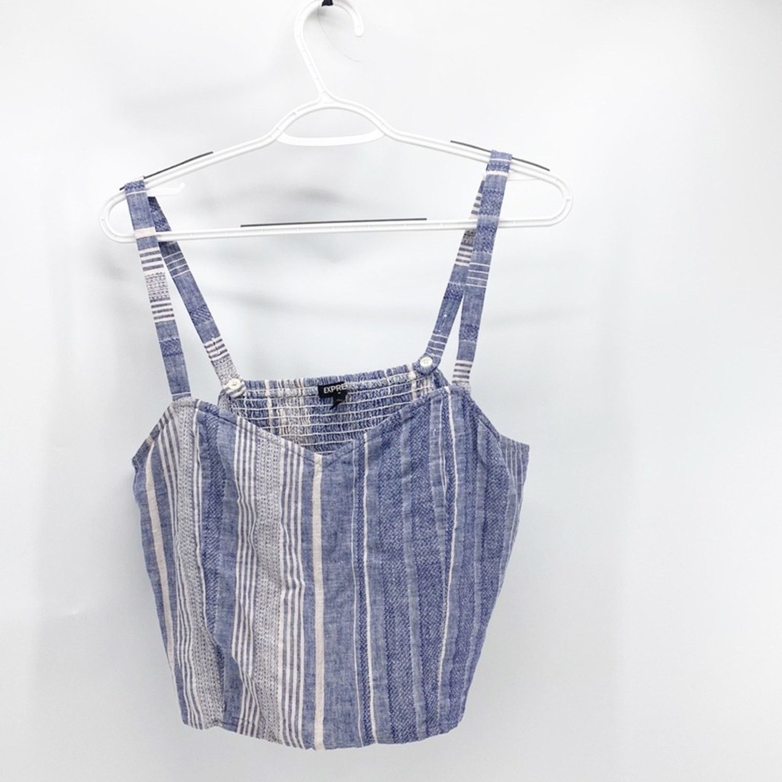 Express Express linen adjustable strap bohemian summer cropped top Size L / US 10 / IT 46 - 1 Thumbnail
