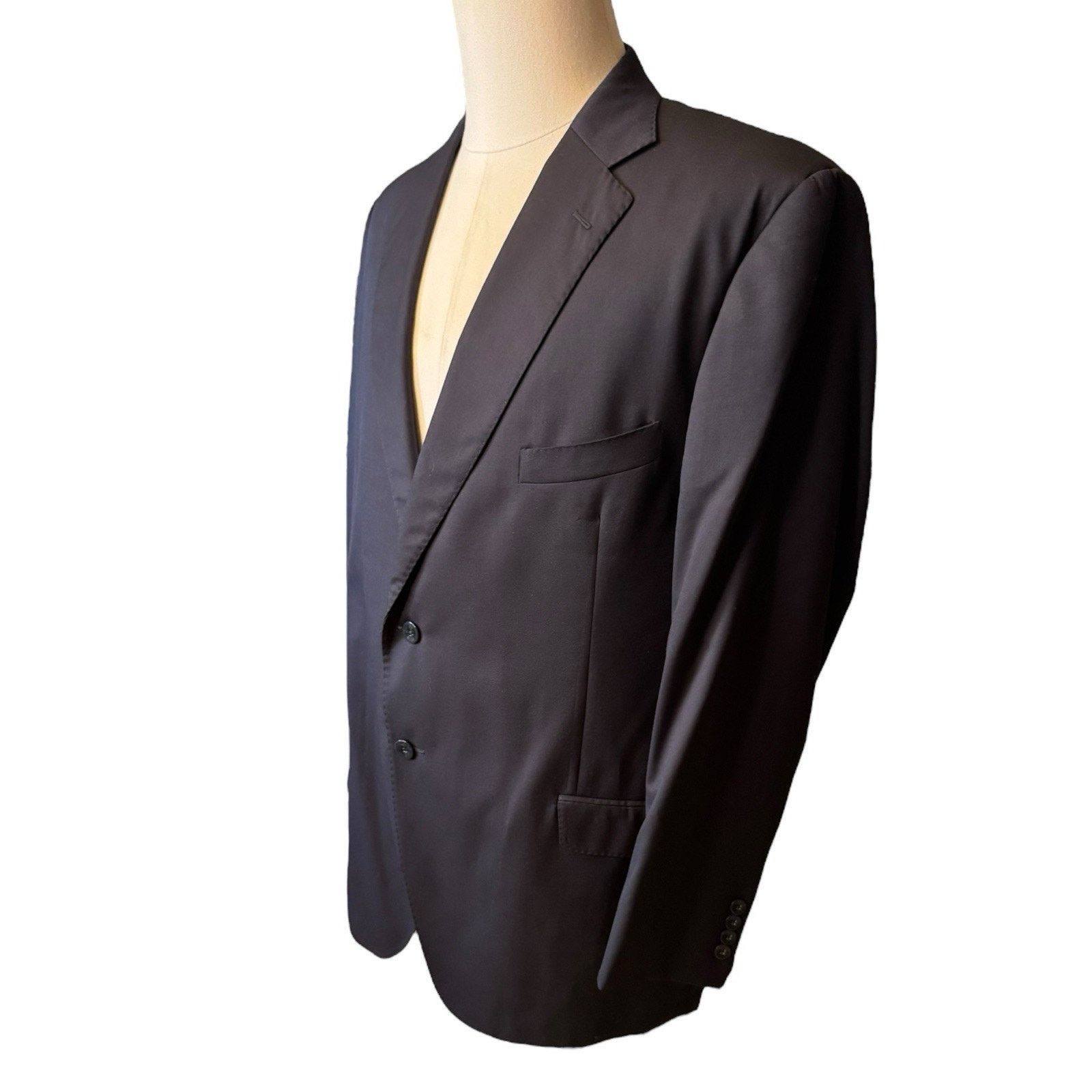 J.Hilburn J Hilburn 47R Sport Coat 100% Wool Navy Blue Two Button Size 48R - 2 Thumbnail
