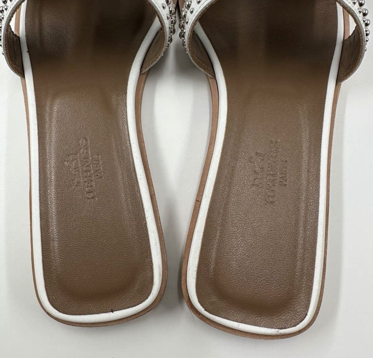 Hermes Hermes Studded H White & Brown Sandals K12 Size US 6 / IT 36 - 7 Thumbnail