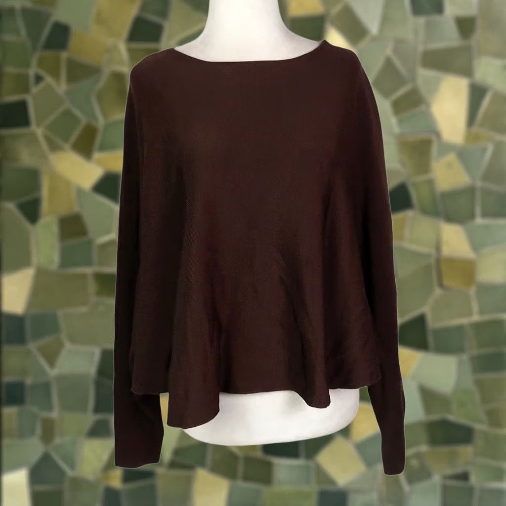 Vintage Adolfo Dominguez Brown Knit Batwing Cape Sweater Top Small Size S / US 4 / IT 40 - 1 Thumbnail