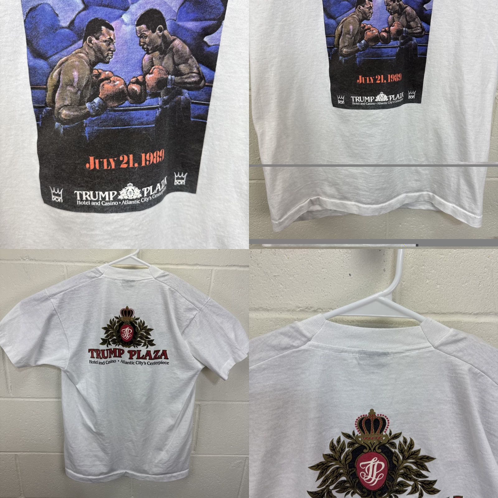 Vintage VINTAGE Mike Tyson vs. Carl Williams 1989 Boxing T-Shirt Large White Cotton Crew Neck Short Sleeve Logo 80s Sports Mens Shirt Size US L / EU 52-54 / 3 - 8 Thumbnail