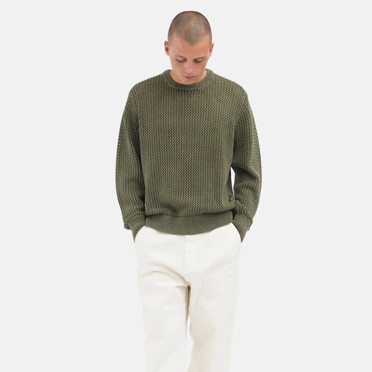 Stussy Stüssy Dyed Goods Loose Gauge Knit Sweater – Olive Green Size US S / EU 44-46 / 1 - 3 Thumbnail