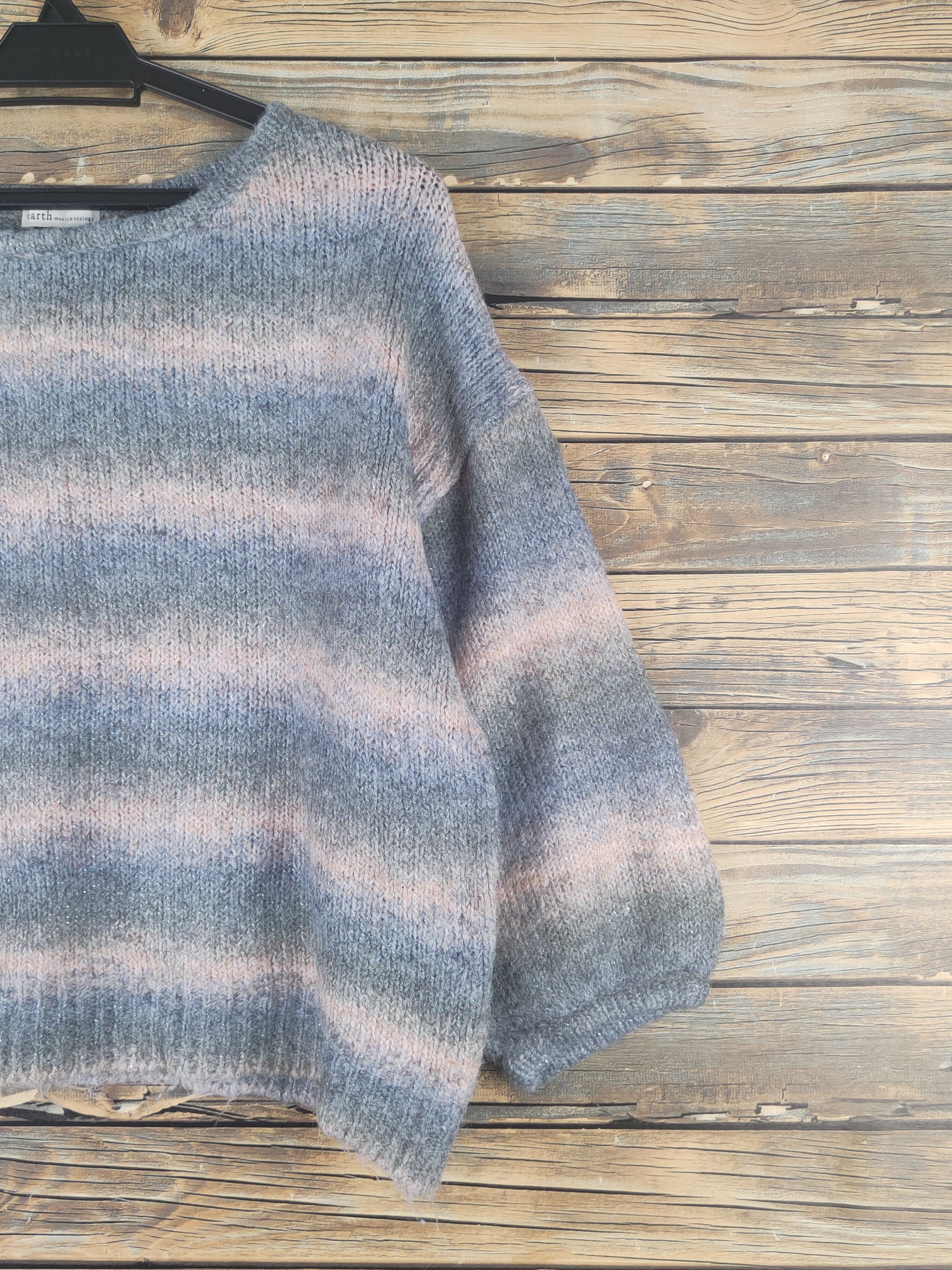 Homespun Knitwear × Japanese Brand × Vintage Earth Music & Ecology Pink Gray Knitwear Sweatshirts #W1211 Size S / US 4 / IT 40 - 5 Thumbnail