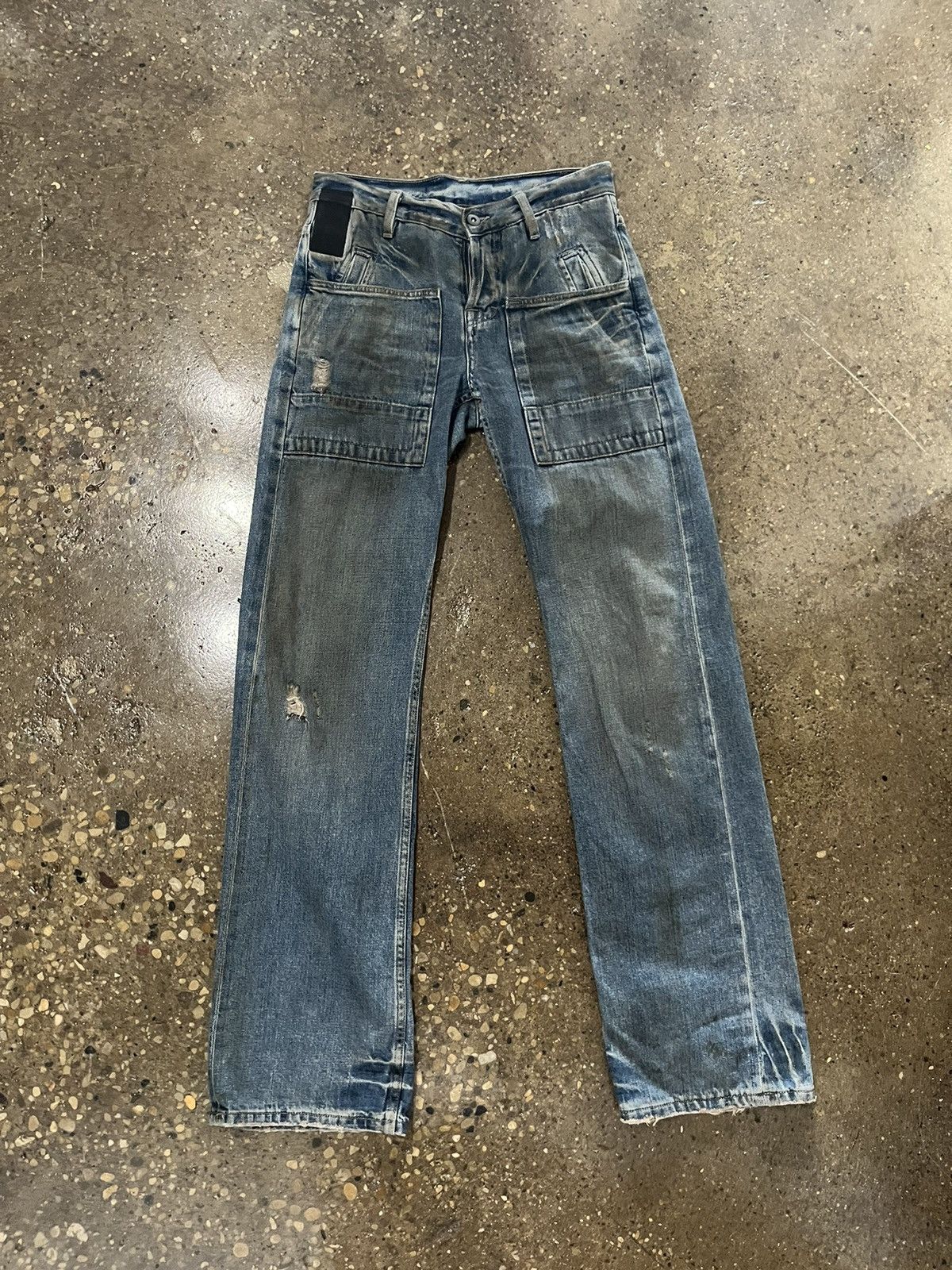 Rick Owens NWT Rick Owens Fem Slab Waxed Distressed Selvedge Jeans