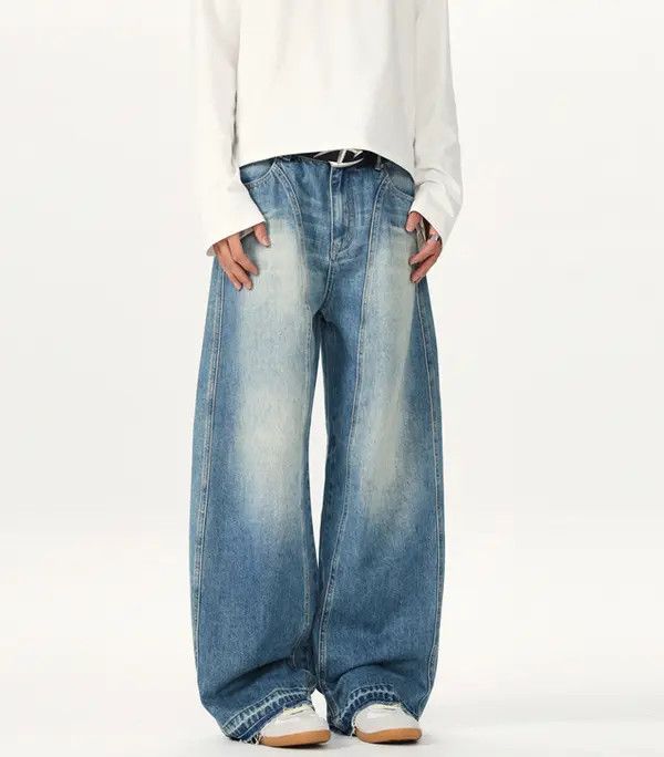 Japanese Brand Light blue washed distressed baggy jeans Size US 32 / EU 48 - 6 Thumbnail