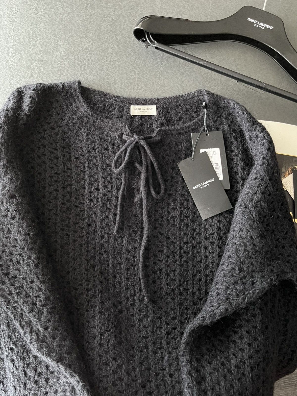 Saint Laurent Paris Saint Laurent Super Runway Laced Crochet Distressed Sweater Size US XL / EU 56 / 4 - 7 Thumbnail