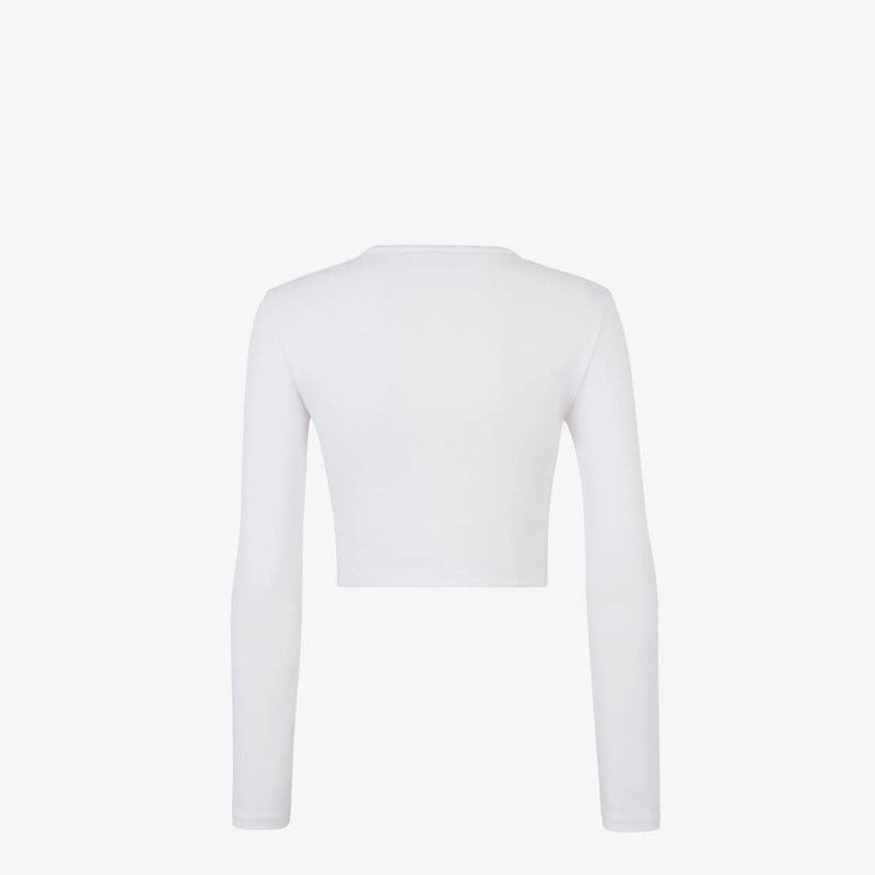 Fendi o1loc1c1225 FS9616 T-Shirt Knitted Fabric in White Size US L / EU 52-54 / 3 - 2 Thumbnail