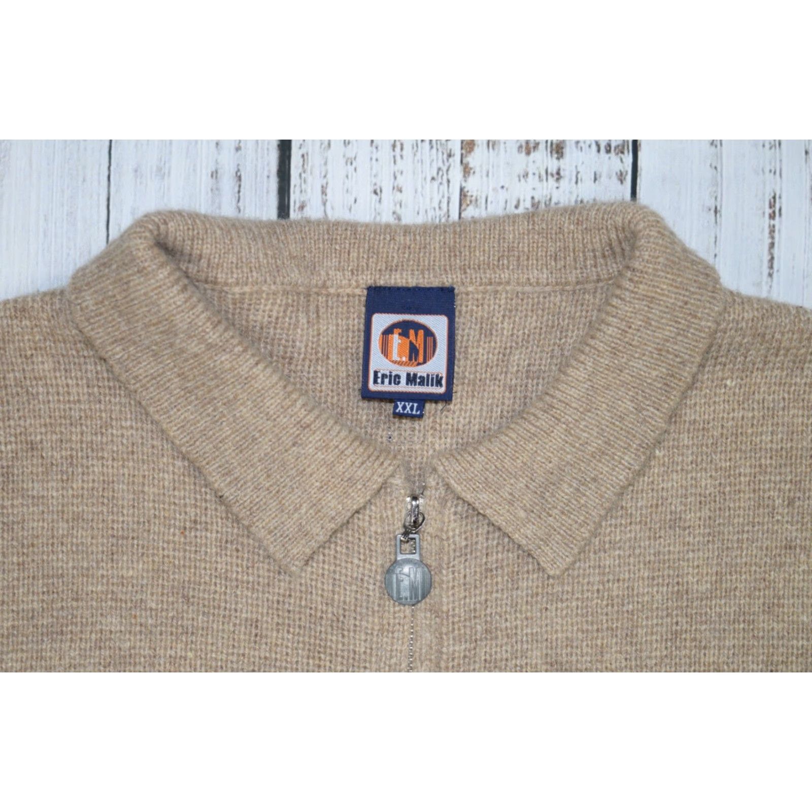 Vintage VINTAGE Eric Malik Hip Hop Sweater Full Zip 2XL Mens Pregnancy Wool Blend Beige 90s Rap Biggie Tupac Size US XXL / EU 58 / 5 - 4 Thumbnail