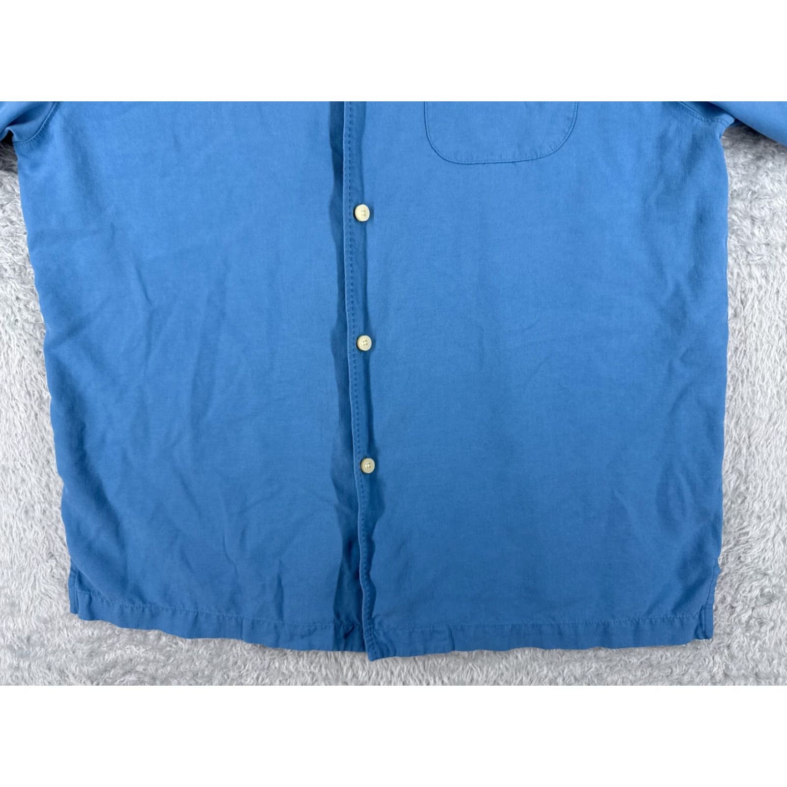 Tommy Bahama Tommy Bahama Shirt Men Medium Blue Solid 100% Silk Hawaiian Beach Vacation Aloha Beach Resort Mens Shirt Silk Casual Button-Up Short Sleeve Size US M / EU 48-50 / 2 - 5 Thumbnail