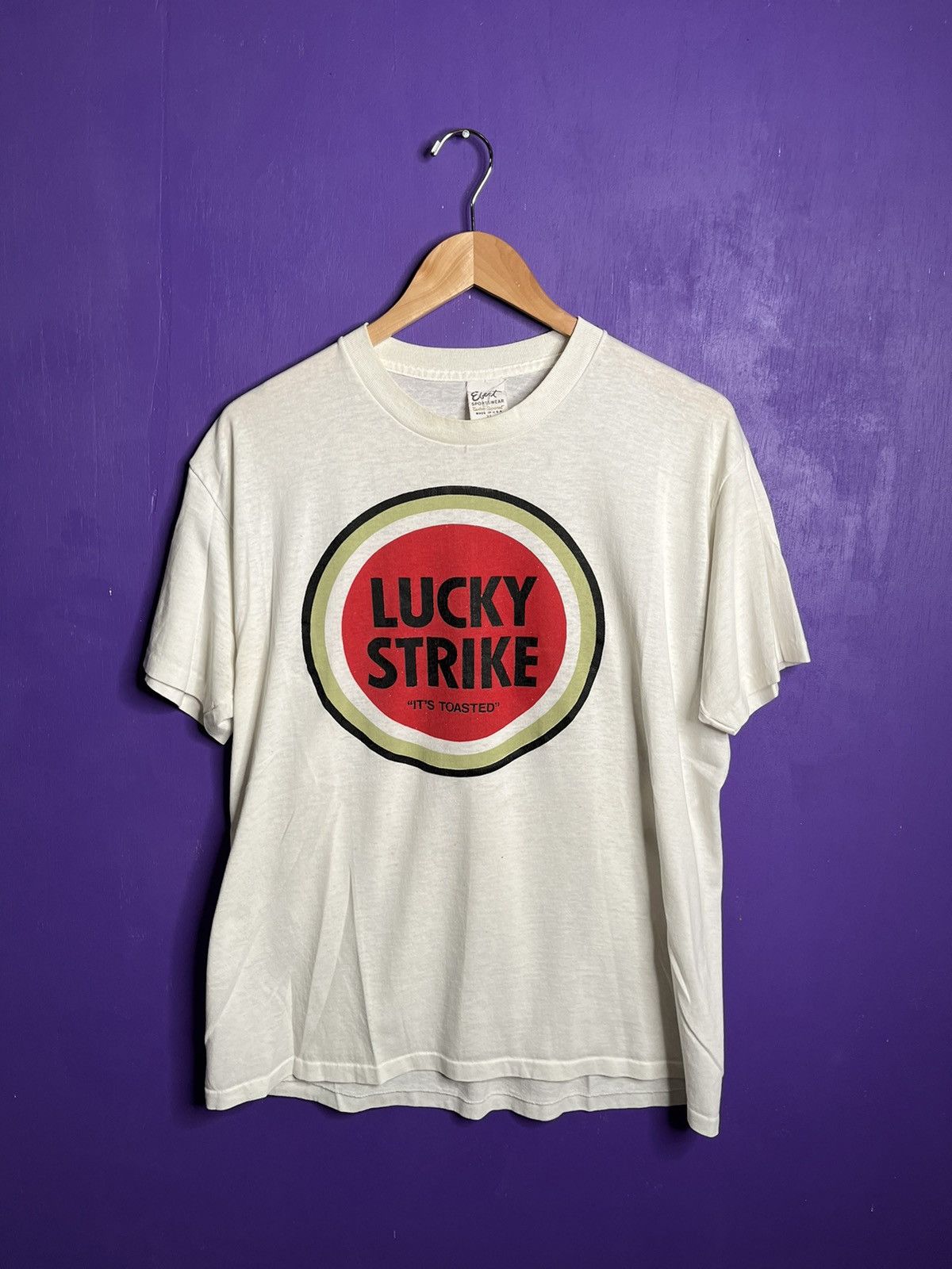 Made In Usa × Vintage Vintage 80s Lucky strike cigarette promo t 
