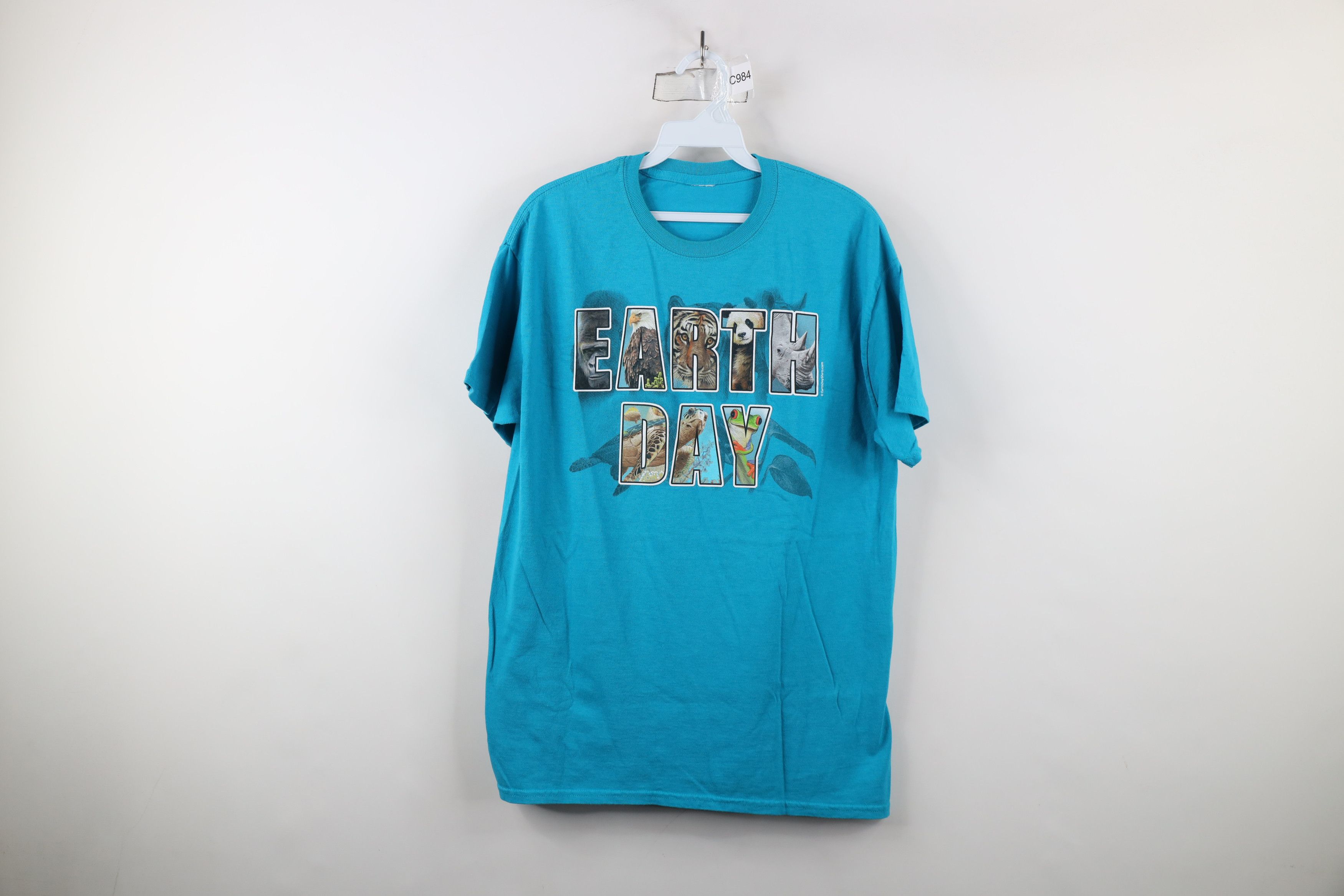 Vintage Vintage Y2K Streetwear Spell Out Earth Day T-Shirt Blue Size M / US 6-8 / IT 42-44 - 1 Thumbnail