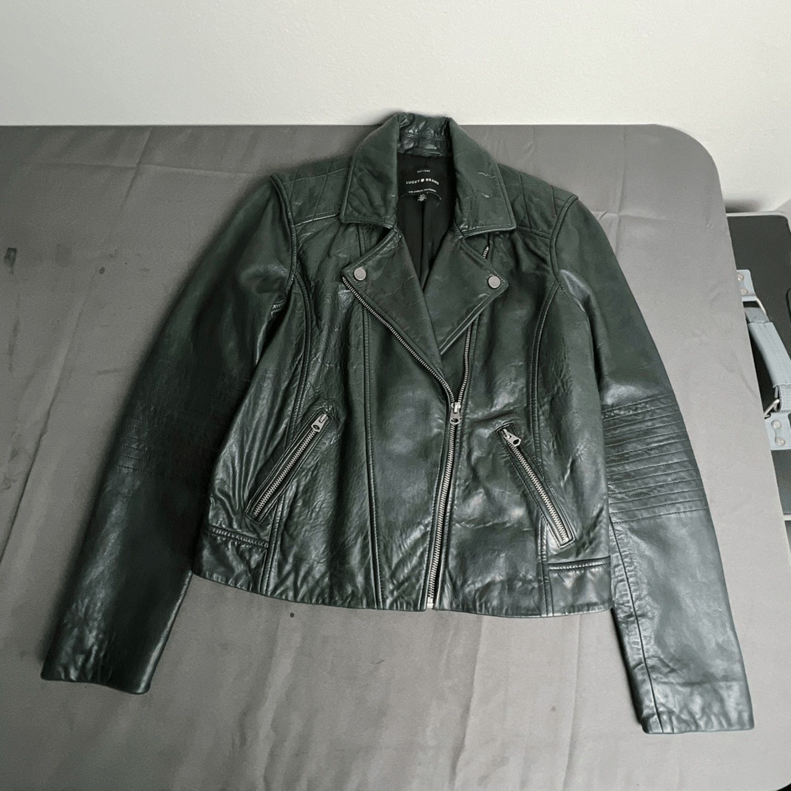 Lucky Brand Lucky Brand Pin Dot Genuine Lamb Leather Moto Jacket Black S Size S / US 4 / IT 40 - 2 Thumbnail