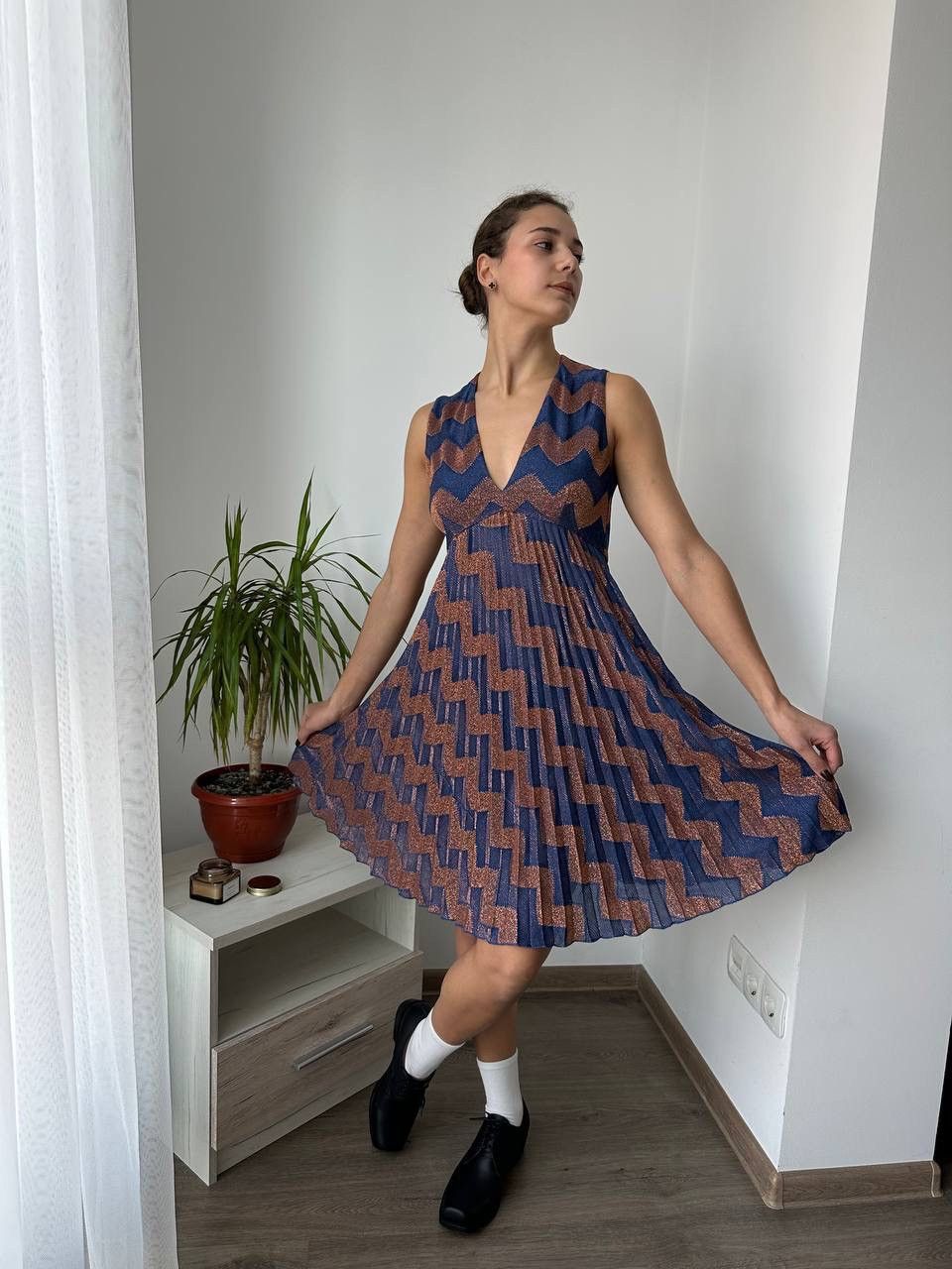 Missoni × Vintage Vintage Missoni Womens Zig Zag Multicolour Dress Size M / US 6-8 / IT 42-44 - 4 Thumbnail