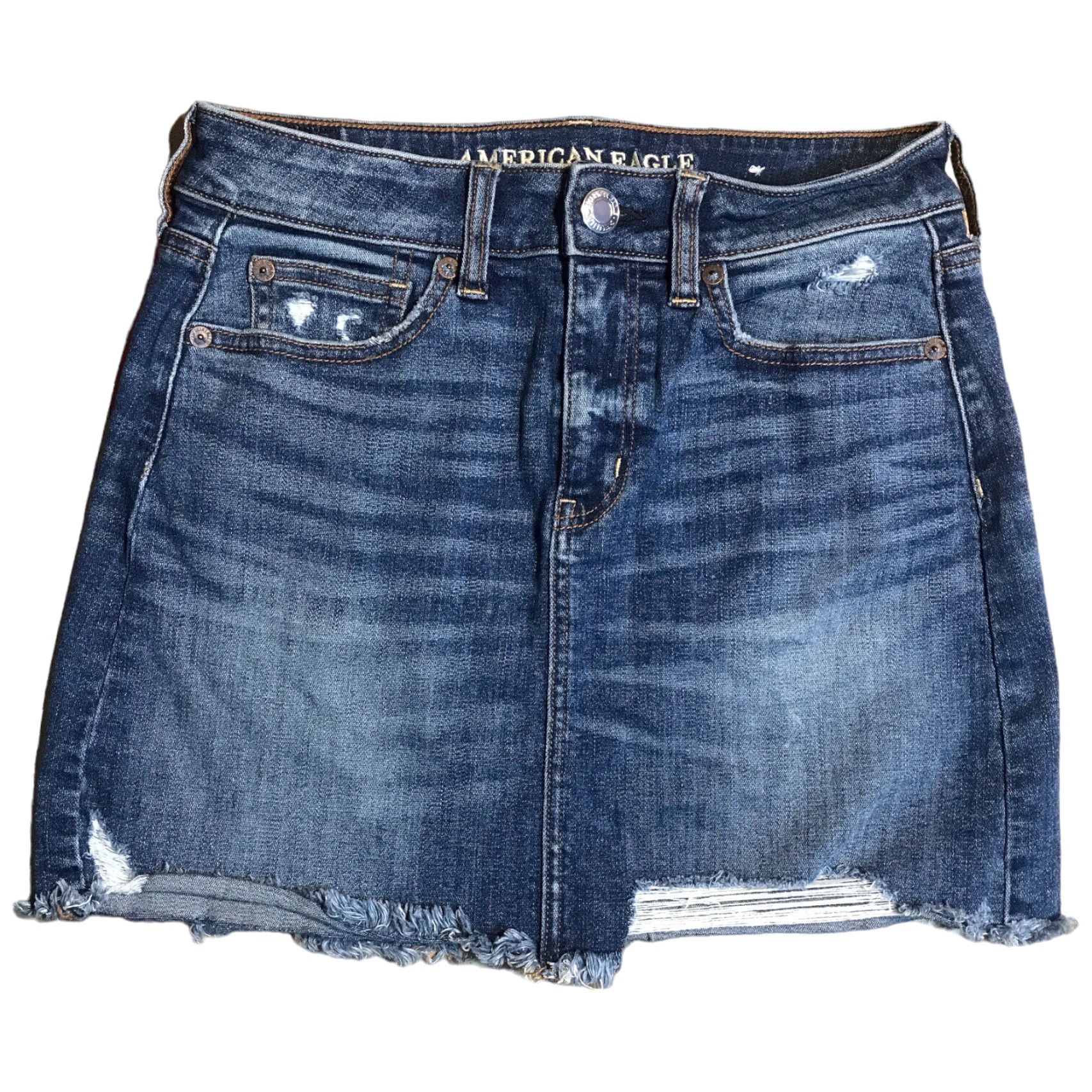American Eagle Outfitters American Eagle Outfitters Denim Skirt Womens Short Mini Bohemian Festival Stretch Blue 4 Size 27" / US 4 / IT 40 - 2 Thumbnail