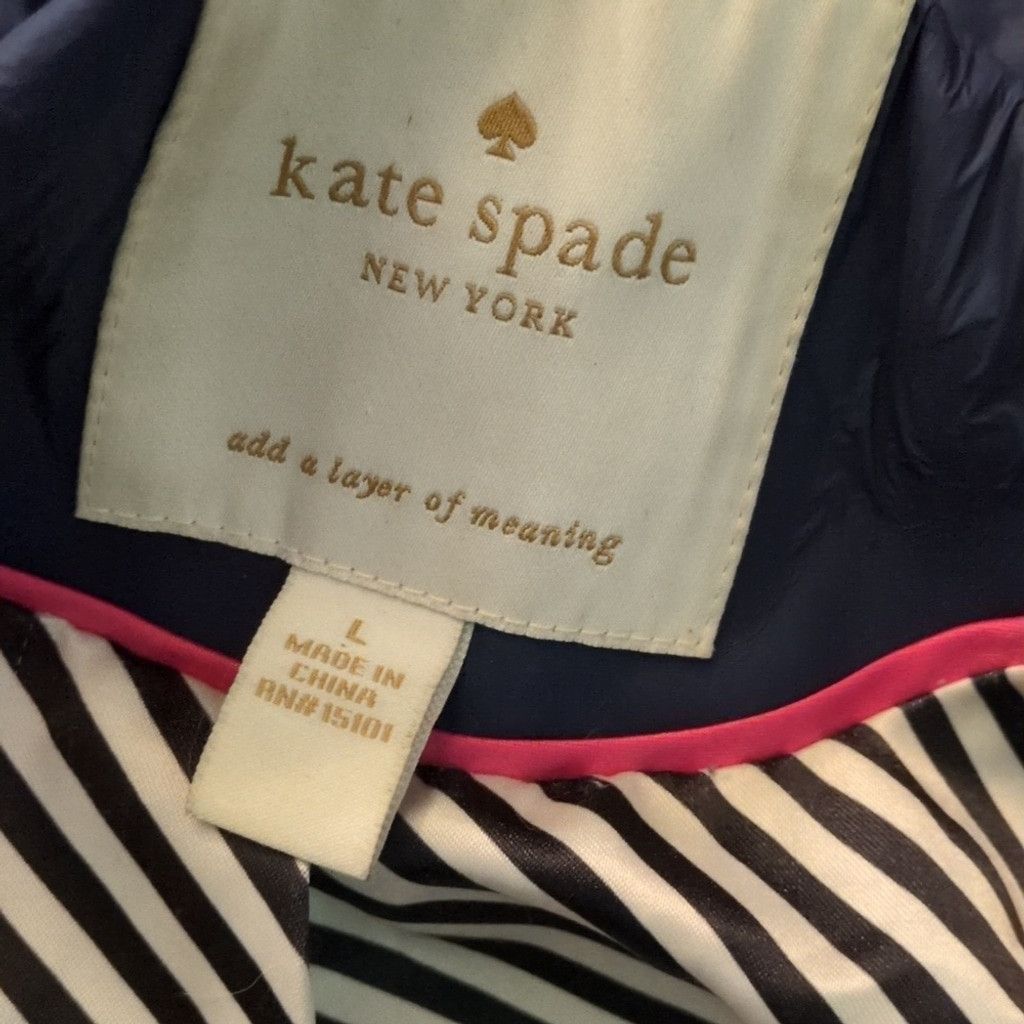 Kate Spade Kate Spade New York Navy Scalloped Rain/Trench Coat Sz Large Size L / US 10 / IT 46 - 11 Thumbnail