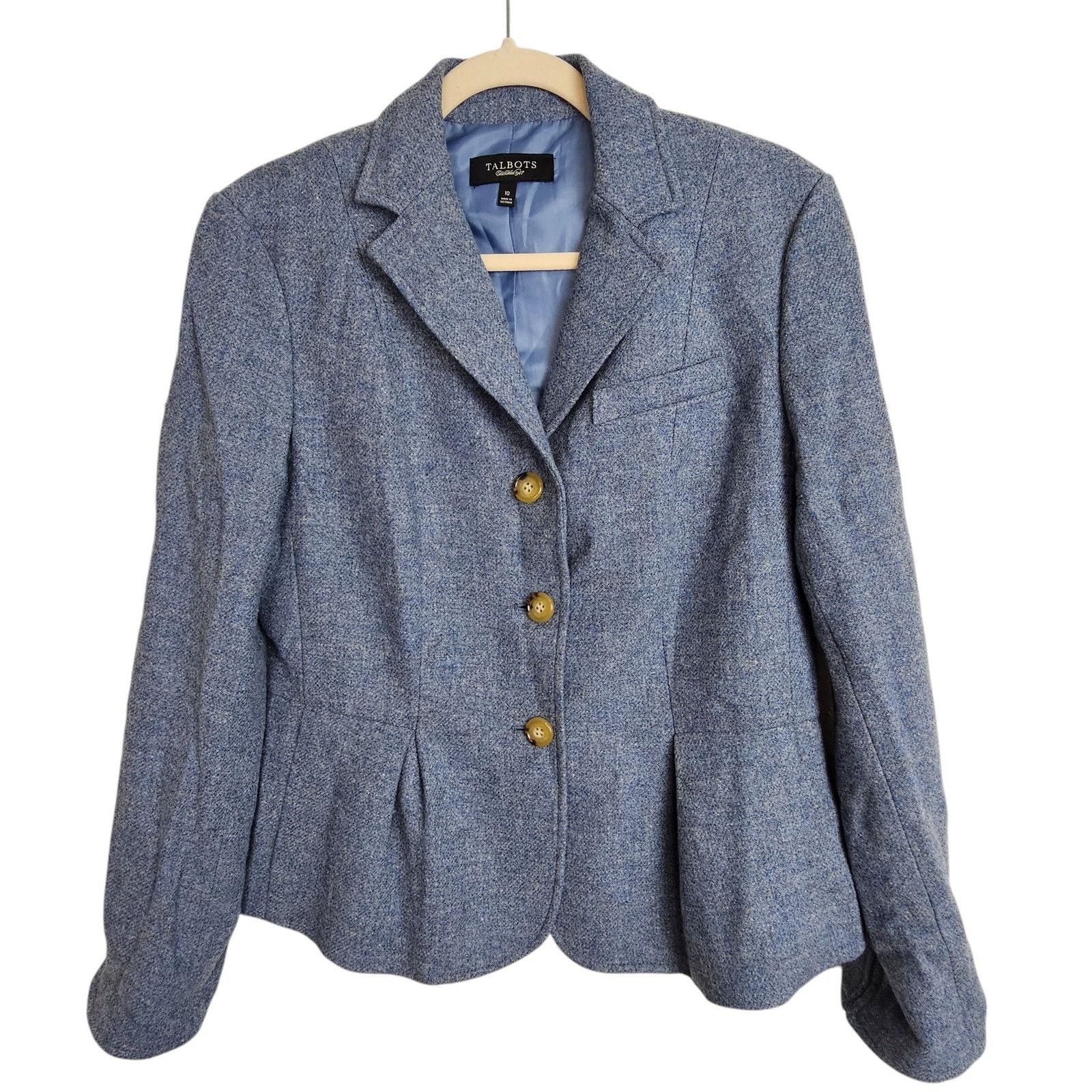 Robert Talbott Talbots Wool Blazer Pleated Peplum Preppy Dark Academia 10 Size L / US 10 / IT 46 - 1 Thumbnail