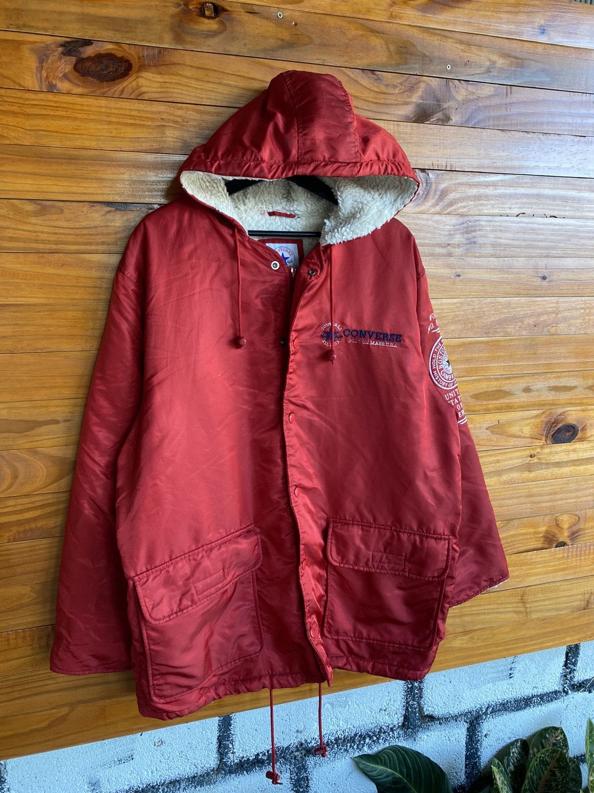 Converse Vintage Converse All Star Sherpa-Lined Hooded Jacket Red Size US L / EU 52-54 / 3 - 16 Thumbnail